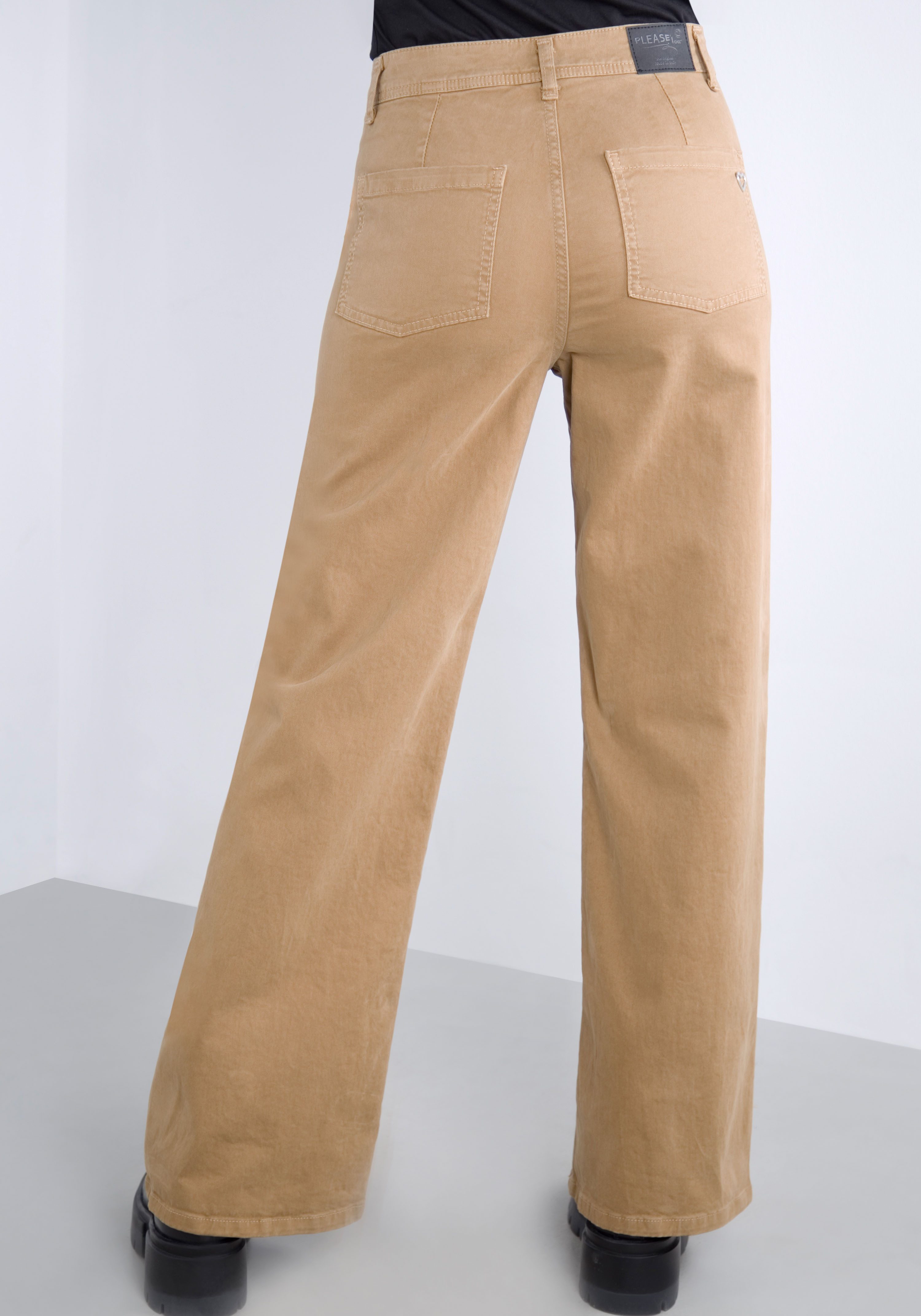Please Jeans Broek met wijde pijpen van hoogwaardige katoenmix met stretch