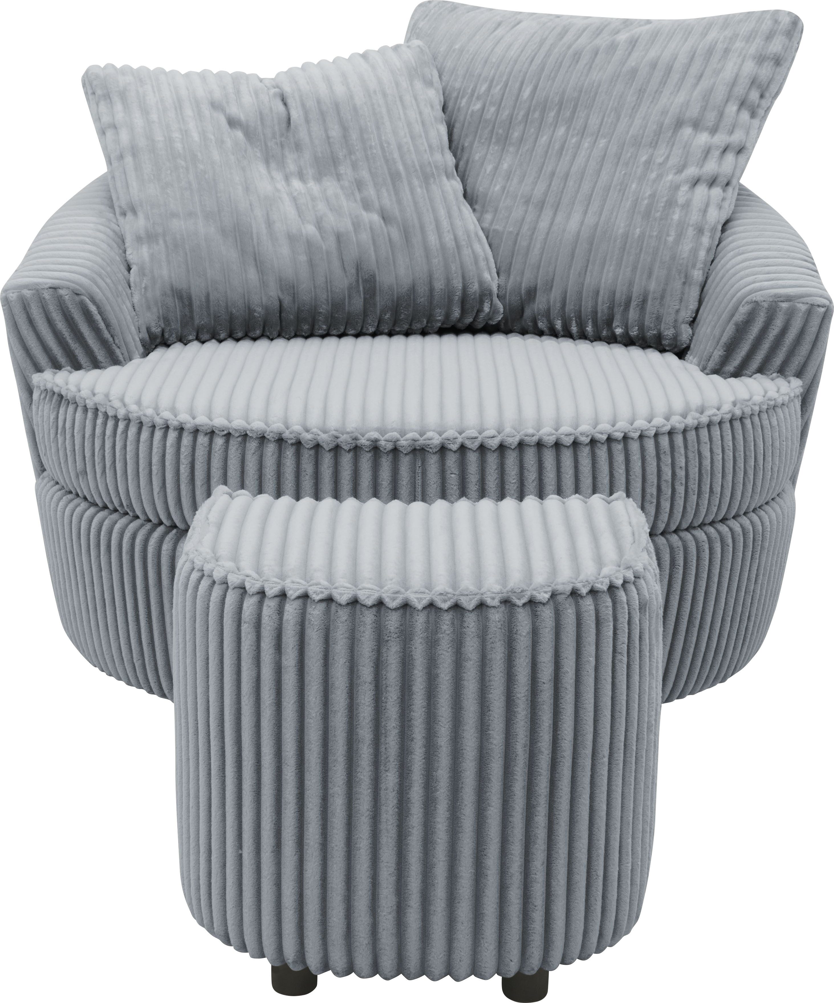 INOSIGN Draaibare fauteuil AMECA, relaxstoel met draaifunctie en poef, 122 x 126 x 76 cm (set, 2 stuks)