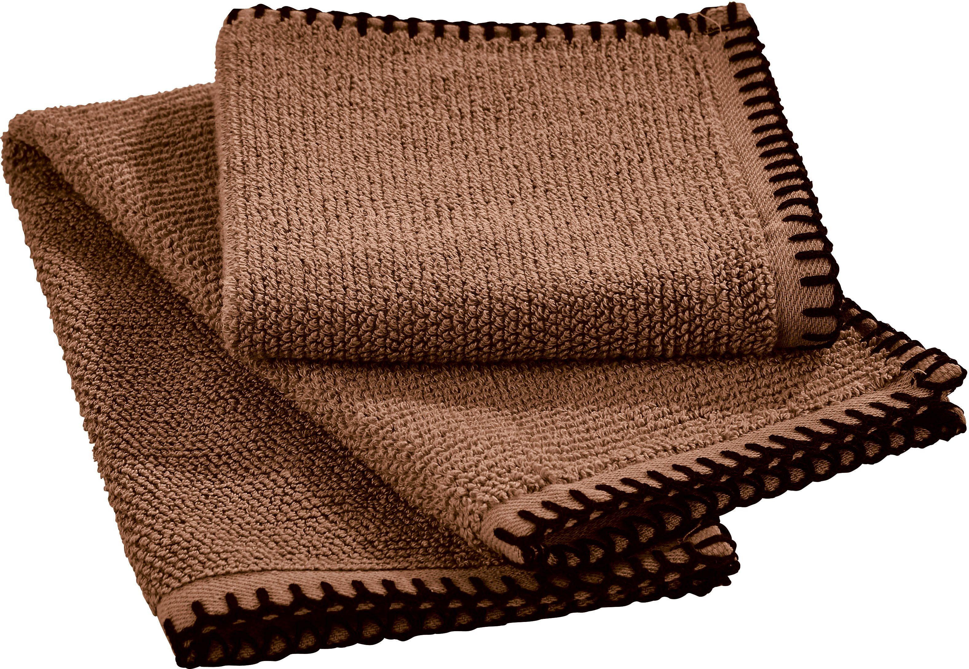 done.® Handdoekenset Deluxe Prime met afwerknaad in zwart (set, 4 stuks)