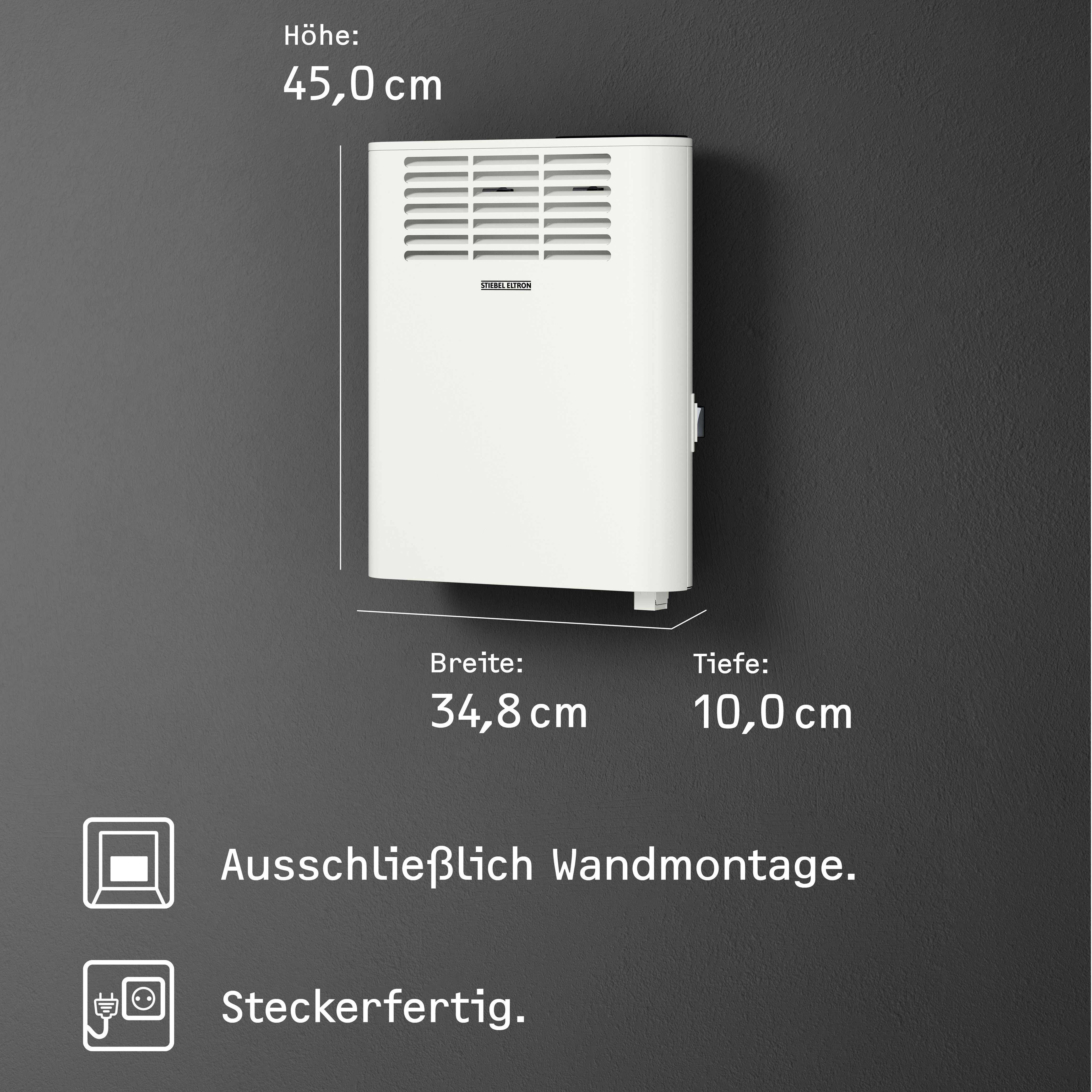 Stiebel-Eltron Convectorkachel "CNS 500 Plus LCD", wandconvector, energiezuinig, wit, 0,5 kW voor ca. 6 m², lcd-display, weektijdschakelaar/-timer, lc-display