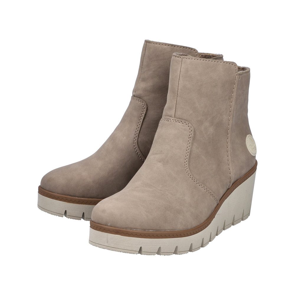 Rieker Laarsjes met sleehak , wedge boots, plateau enkellaars met binnenrits, smalle vorm