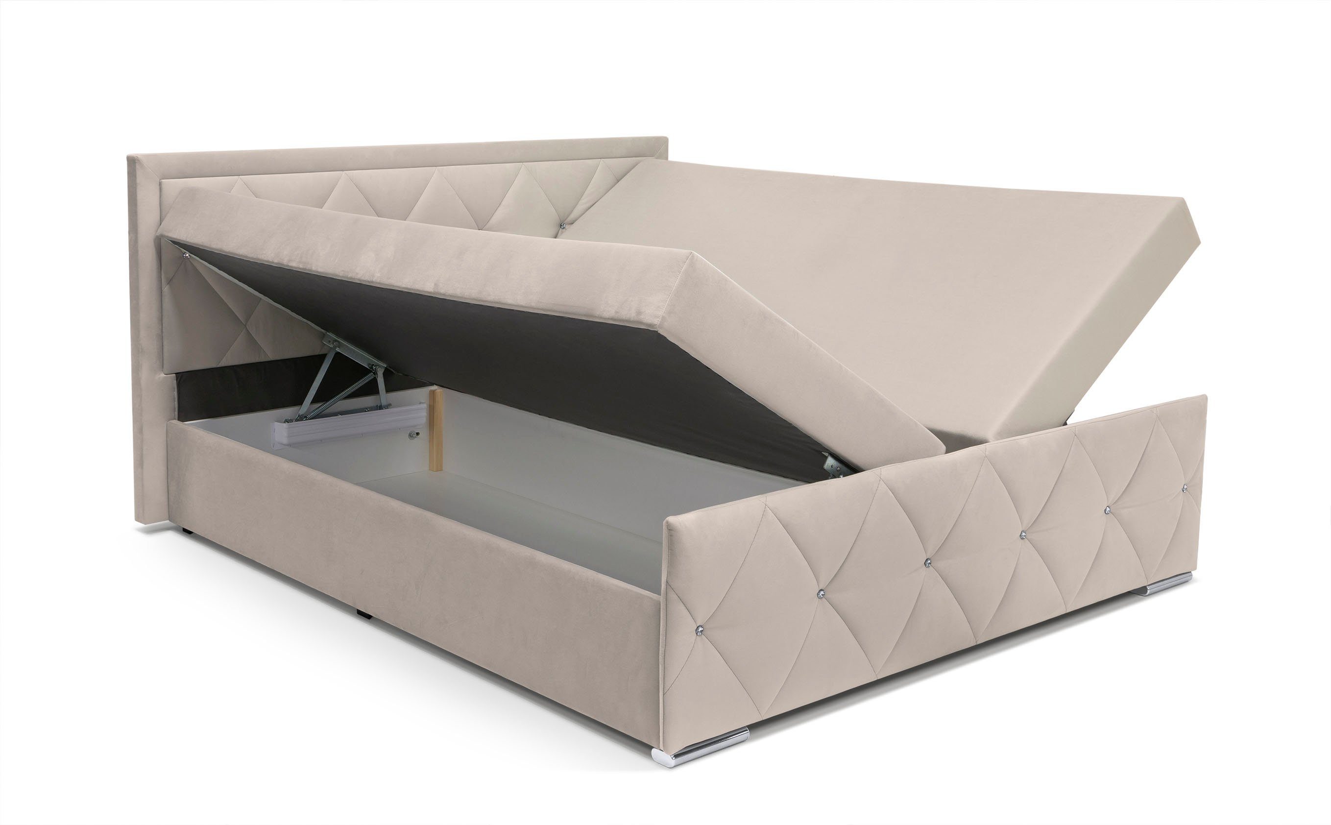 Leonique Boxspring Alfie, bestseller! Inclusief bedlade & topper Optioneel met knoopstiksels of strassstenen, H2, H3 en H4 verkrijgbaar
