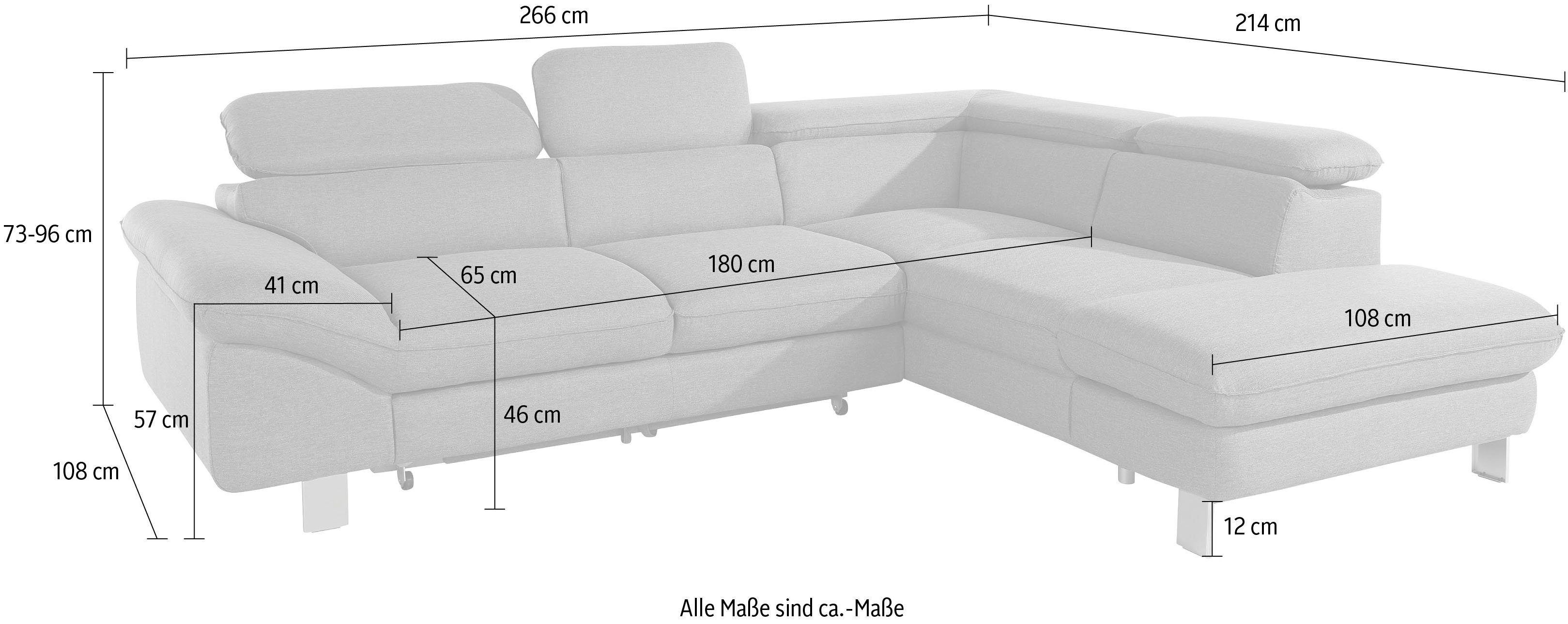 COTTA Zithoek Driver L-vorm Set bestaande uit: hoekbank met hoofdverstelling & hocker (set, 2-delig)