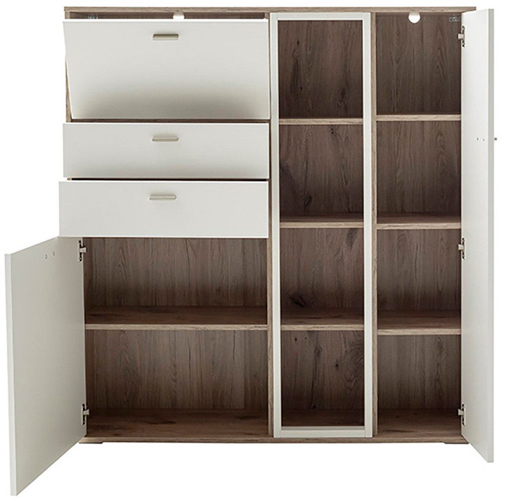 MCA furniture Highboard SANTERNO met 2 deuren, 2 lades, gedempt, 1 klep, 4 vakken, breedte 124 cm