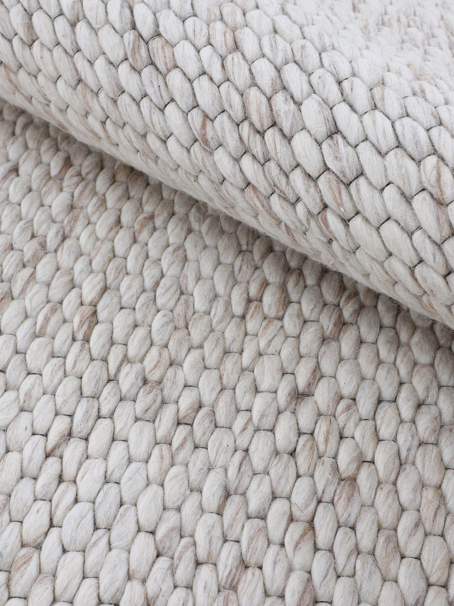 carpetfine Wollen kleed Sina grove structuur, tijdloos design, 100% wol, woonkamer