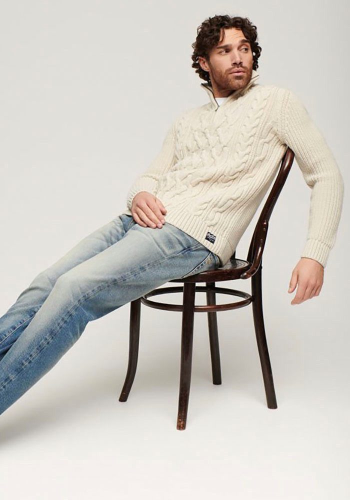 Superdry Gebreide trui Jacob Cable Knit Half Zip