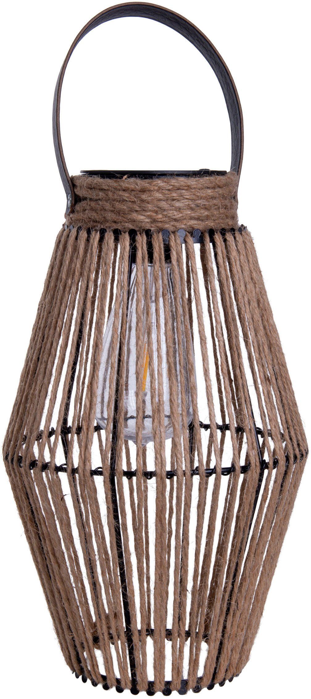 näve Ledsolarlamp Korbinian Snoerbekleding, inclusief gloeilamp met led, warmwit licht, handvat (1 stuk)