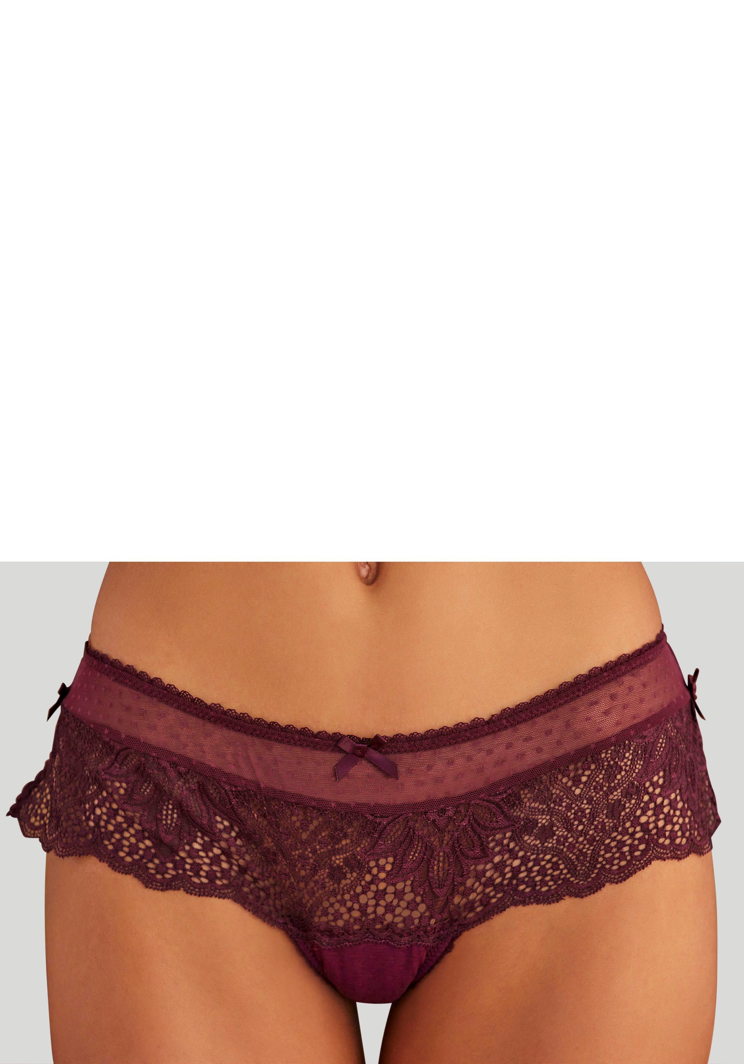 Vivance Stringpants van opvallende kant met splitjes opzij dames lingerie maat 44/46 paars