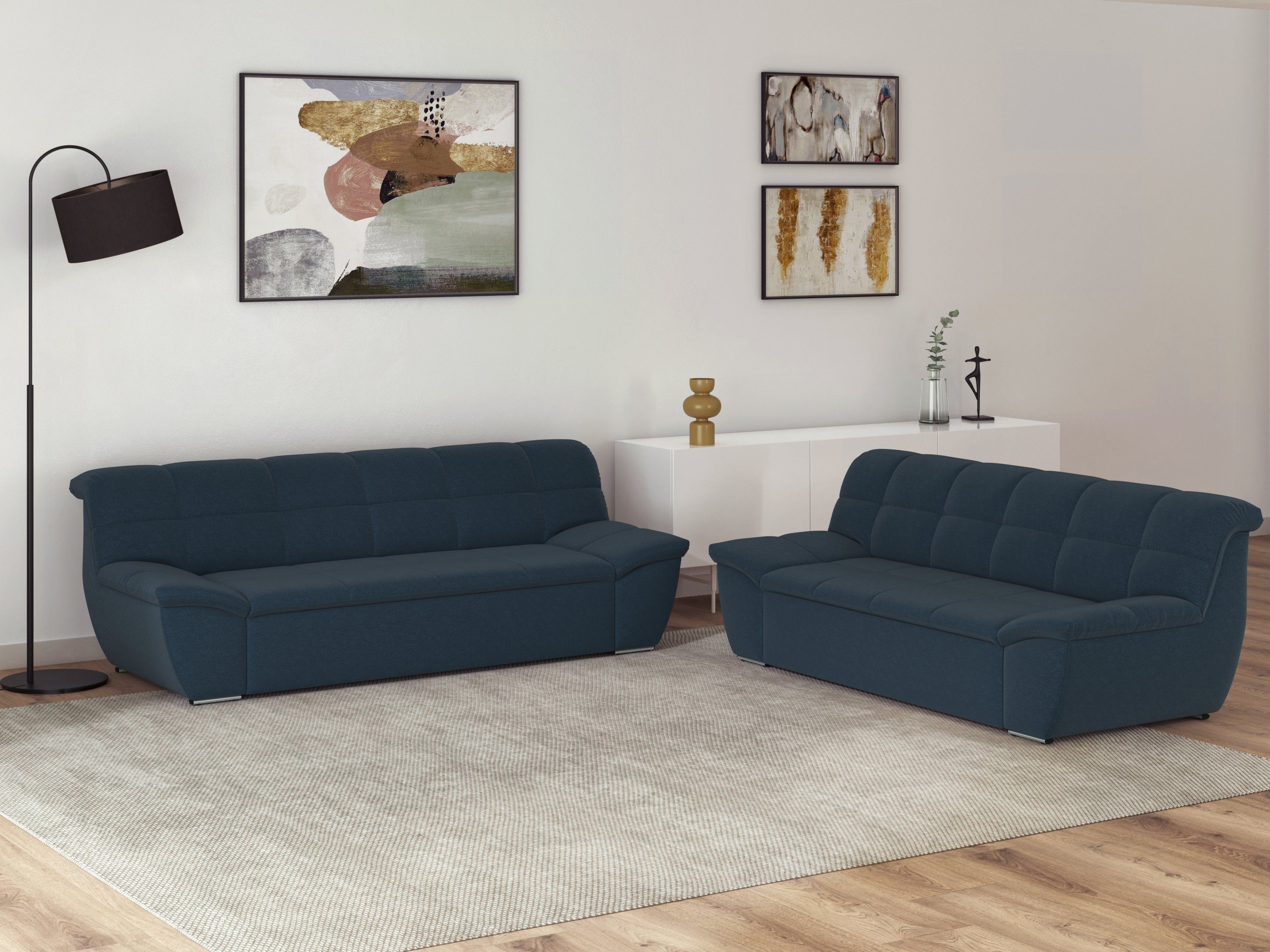 DOMO collection 3-zitsbank Splash, moderne stiksels in de zitting en rug, comfortabel,