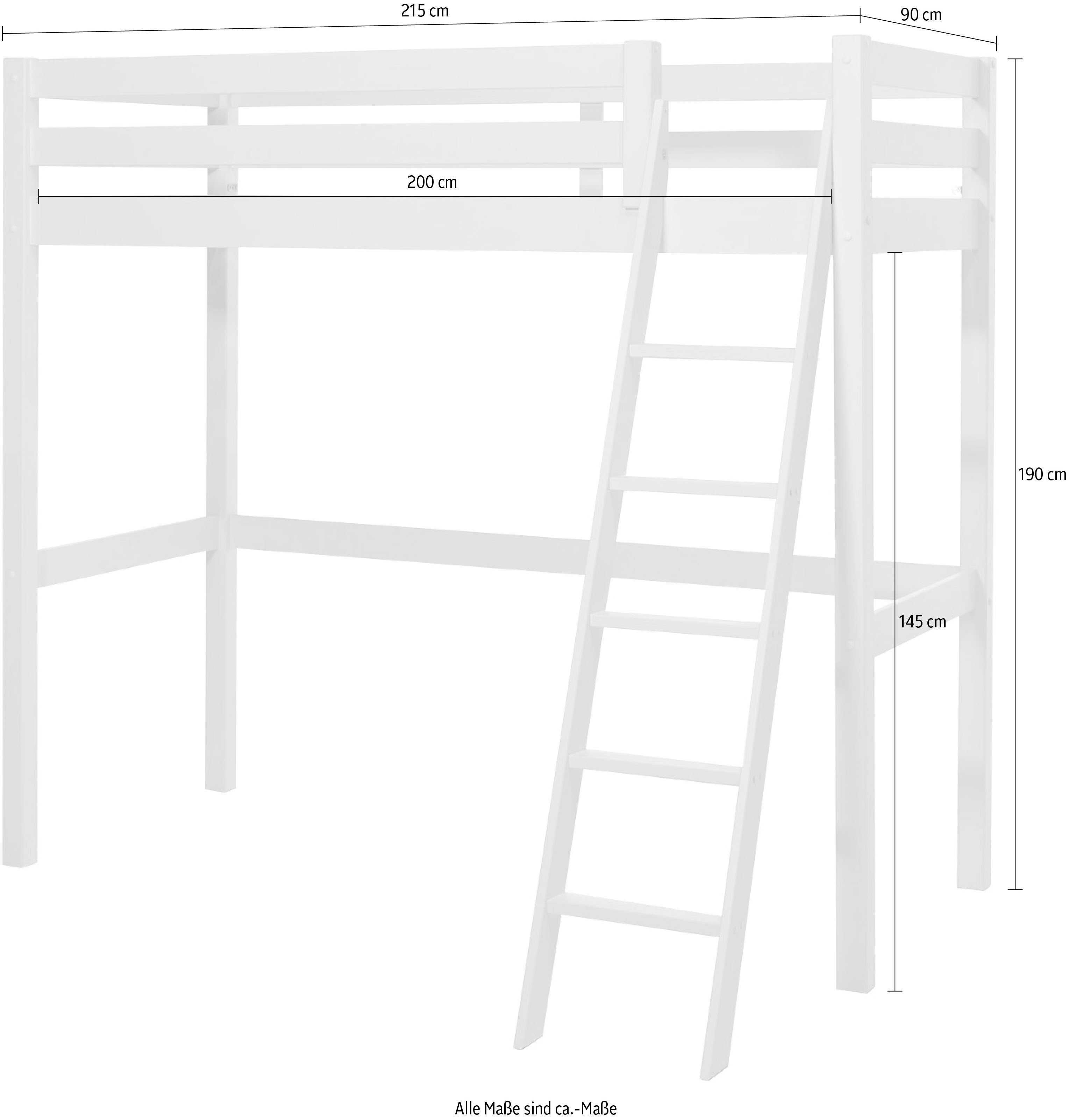 Vipack Hoogslaper Pino, incl. lattenbodem, valbeveiliging en schuine ladder
