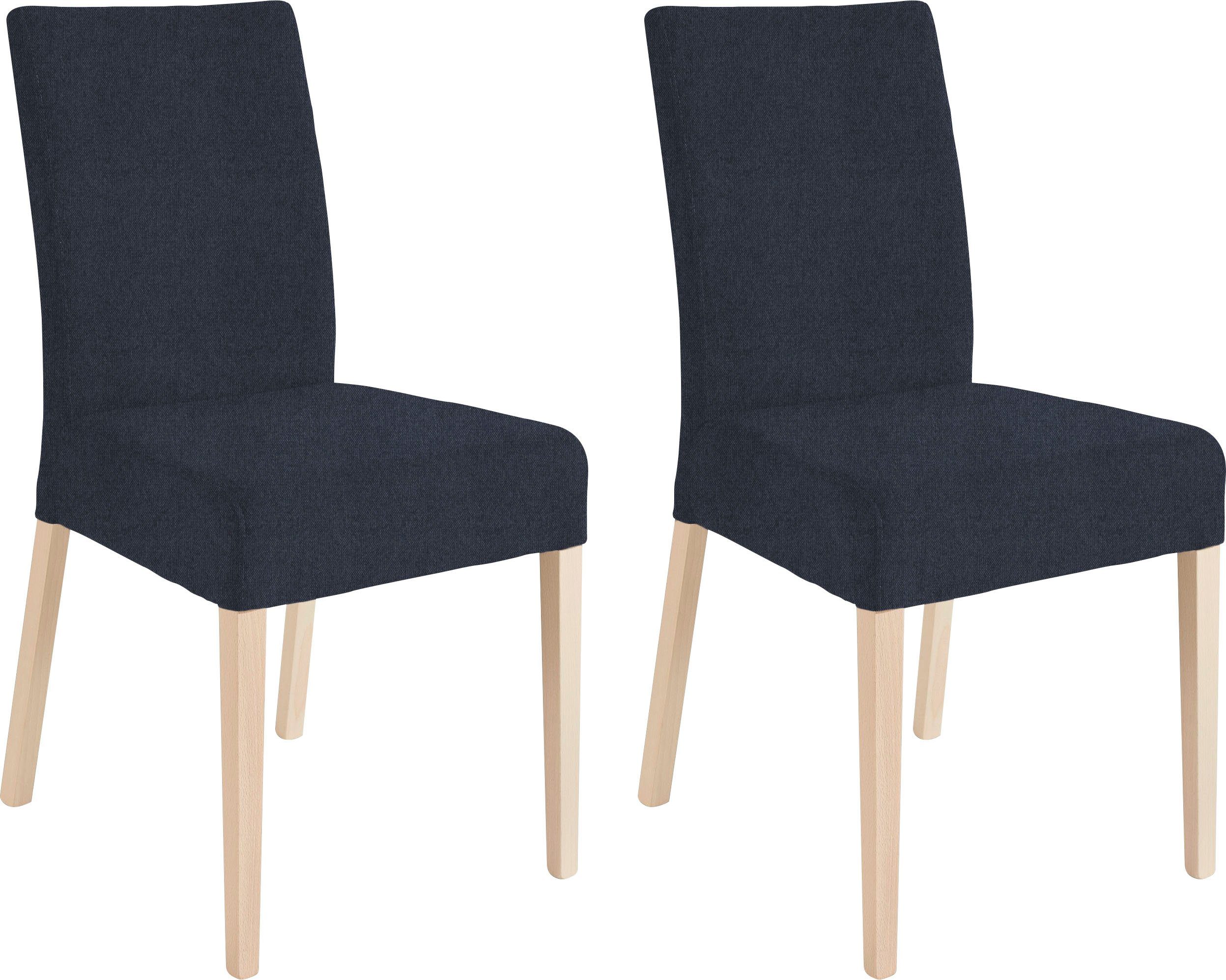 Home affaire Stoel met 4 poten Umag Zacht verdikte zitting en rugleuning (set, 2 stuks) gestoffeerde stoelen blauw