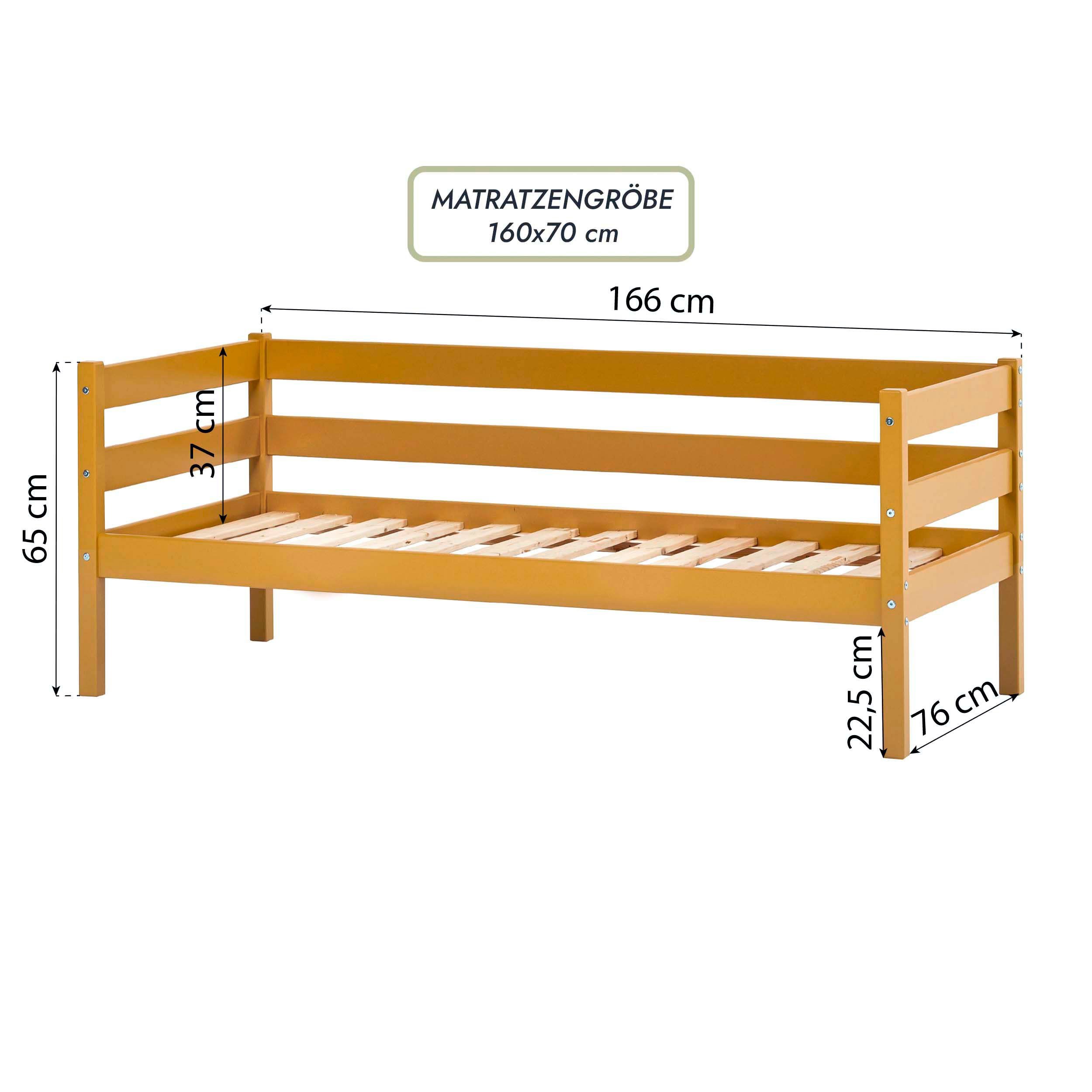 Hoppekids 1-persoonsledikant ECO Comfort kinderbed, massief grenenhout, tienerbed inclusief lattenbodem (set)