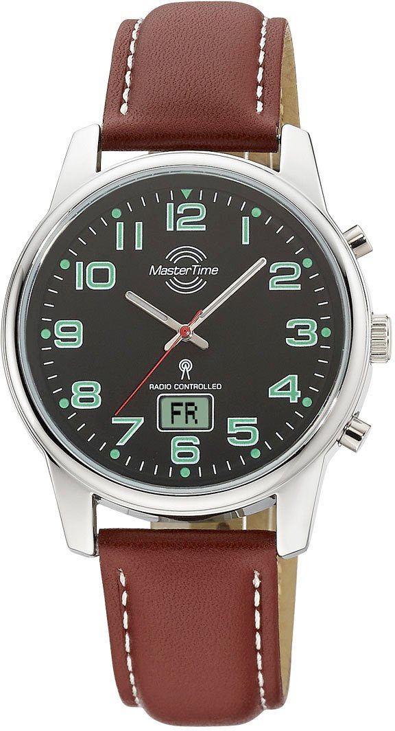 MASTER TIME Radiografisch horloge Super Power Armbanduhr, quartzhorloge, heren, datum, verlichtte wijzers, flexband, trekband heren horloges bruin