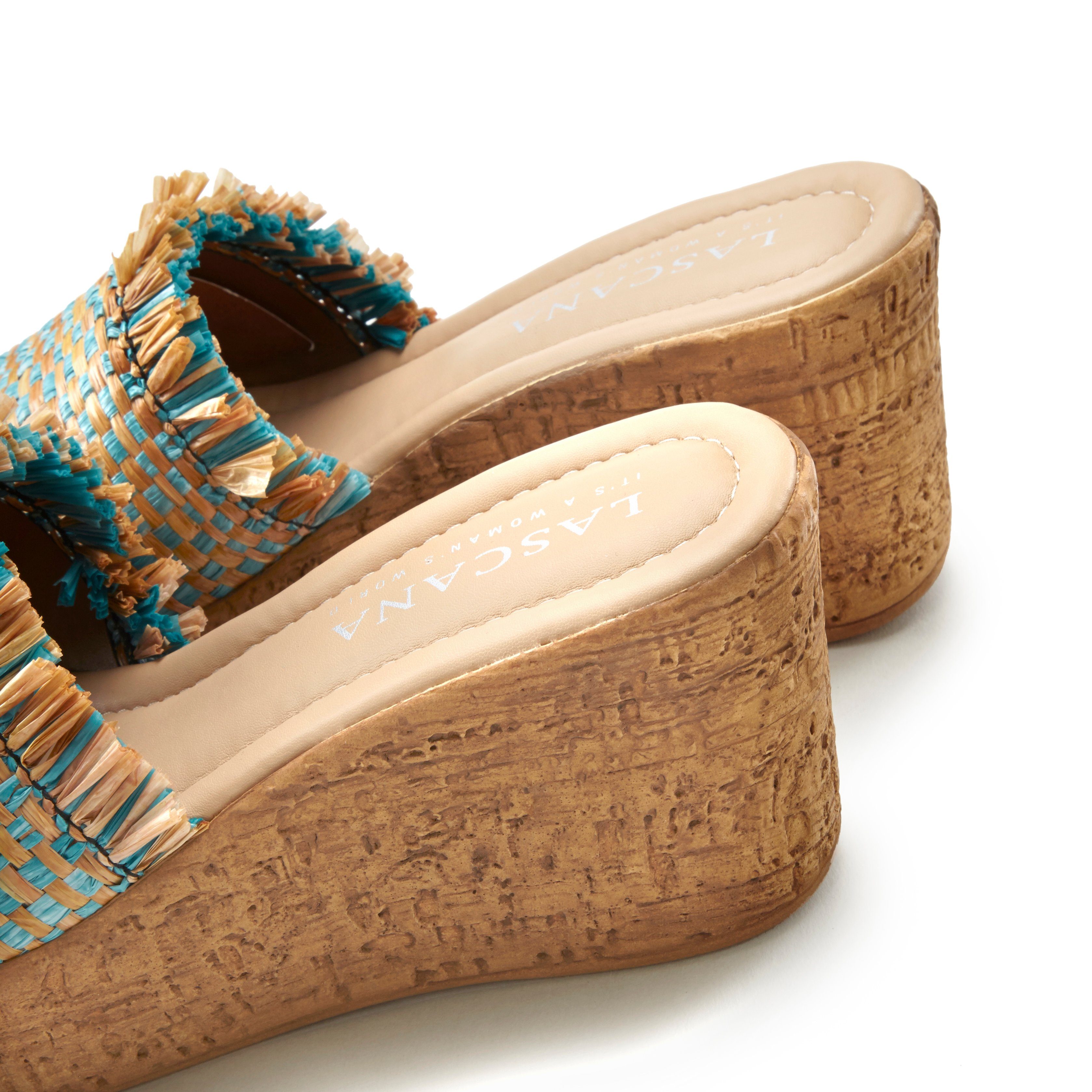 Lascana Slippers Mule, sandaal, open schoen met comfortabele sleehak in bamboe-optiek