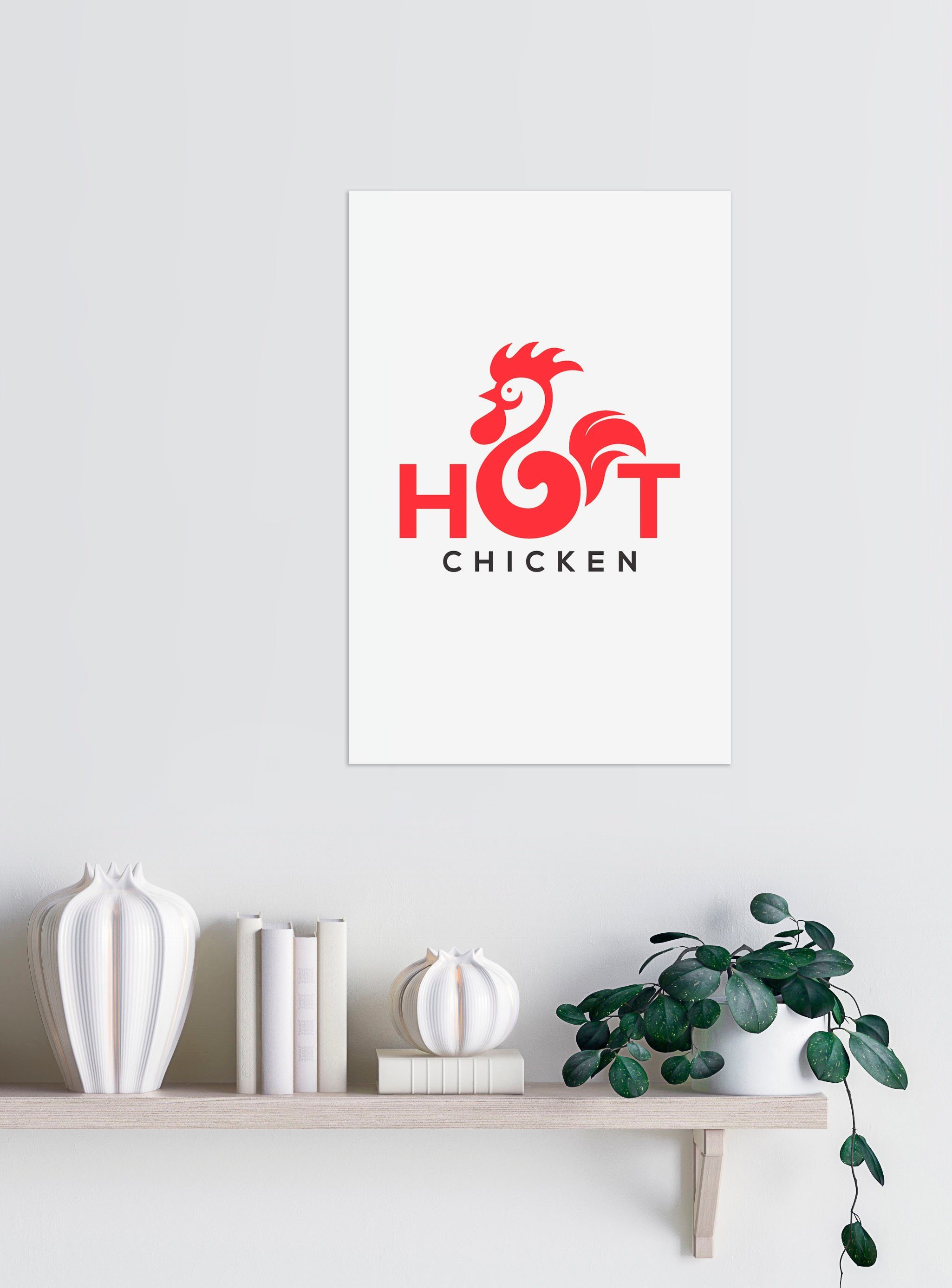 queence Sierobject voor aan de wand HOT CHICKEN Stalen bord, blikken bord, spreuk, grappig, wanddecoratie, retro, 20x30cm