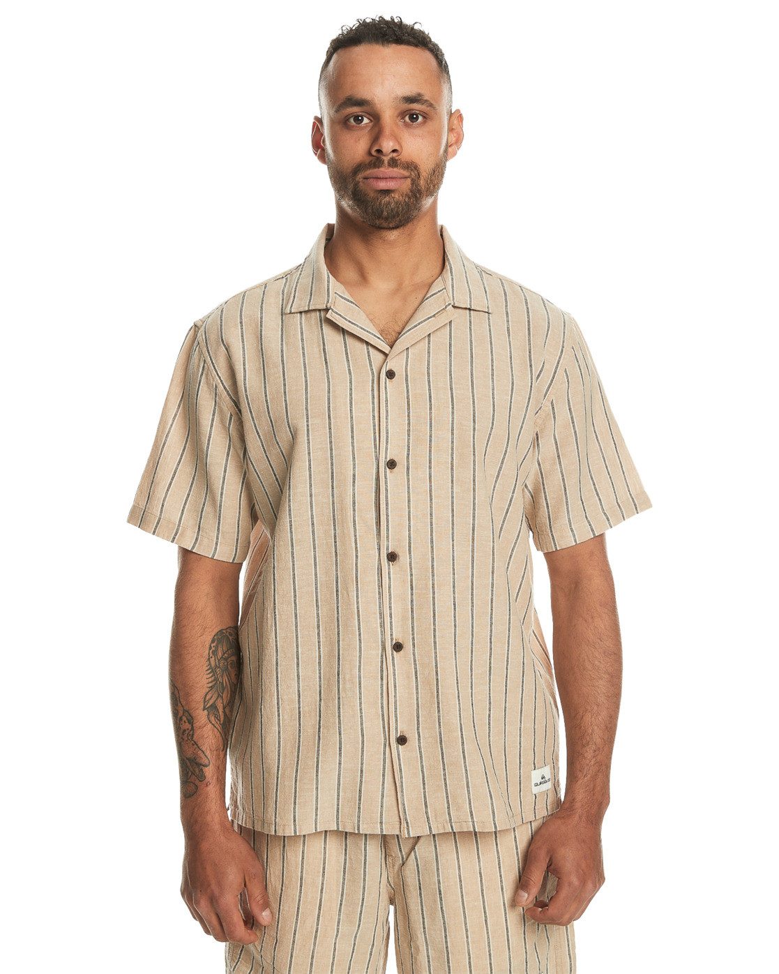 Quiksilver Overhemd met korte mouwen Keilhill heren overhemden maat XS bruin