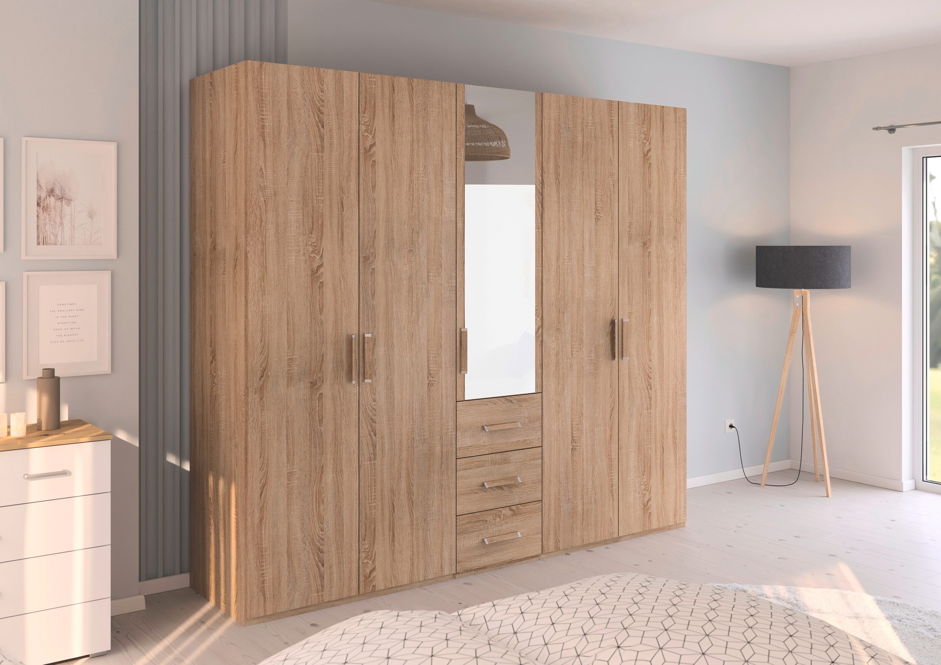 rauch Draaideurkast Kledingkast Kast Garderobe Slaapkamerkast EVELYN in elegante stijl met lades 3 breedtes en 2 hoogtes made in germany