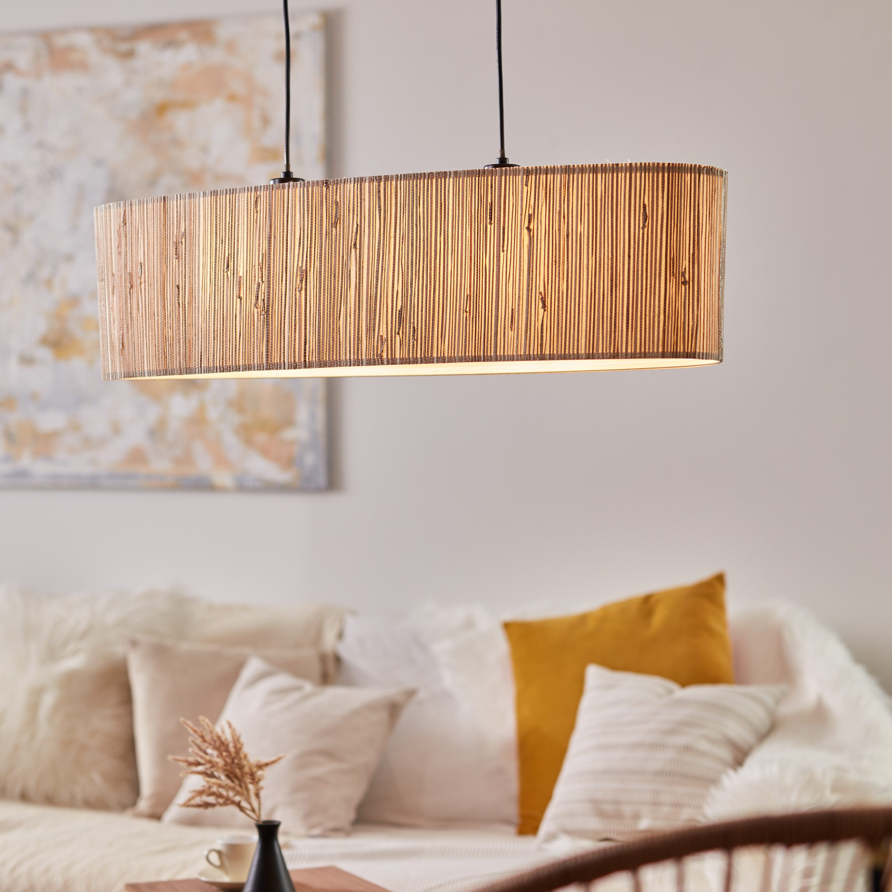 Brilliant Leuchten Hanglamp Wimea 2 fittingen zwart/naturel (1 stuk)