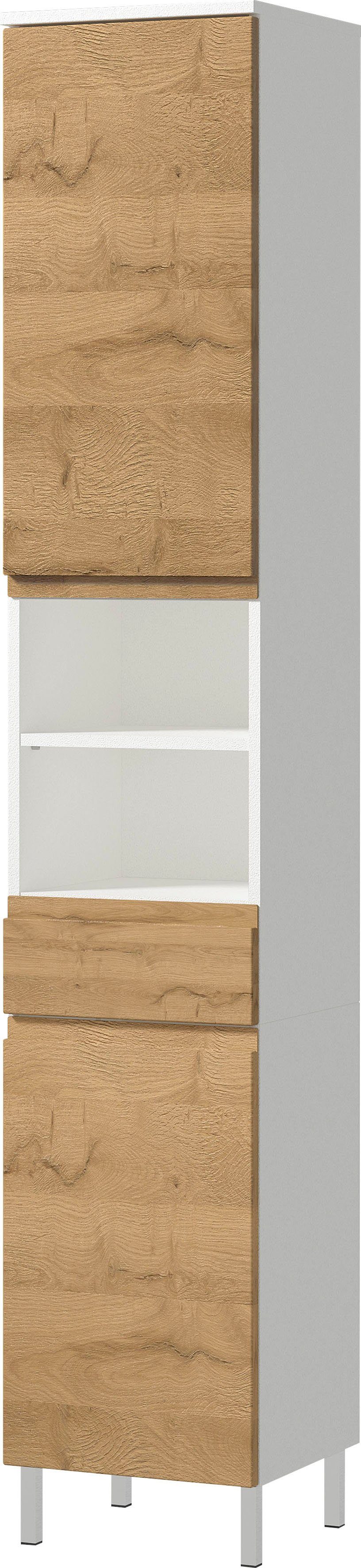 GERMANIA Badkamerserie Torrance Wastafelonderkast, spiegelkast met verlichting, hoge kast (3-delig)