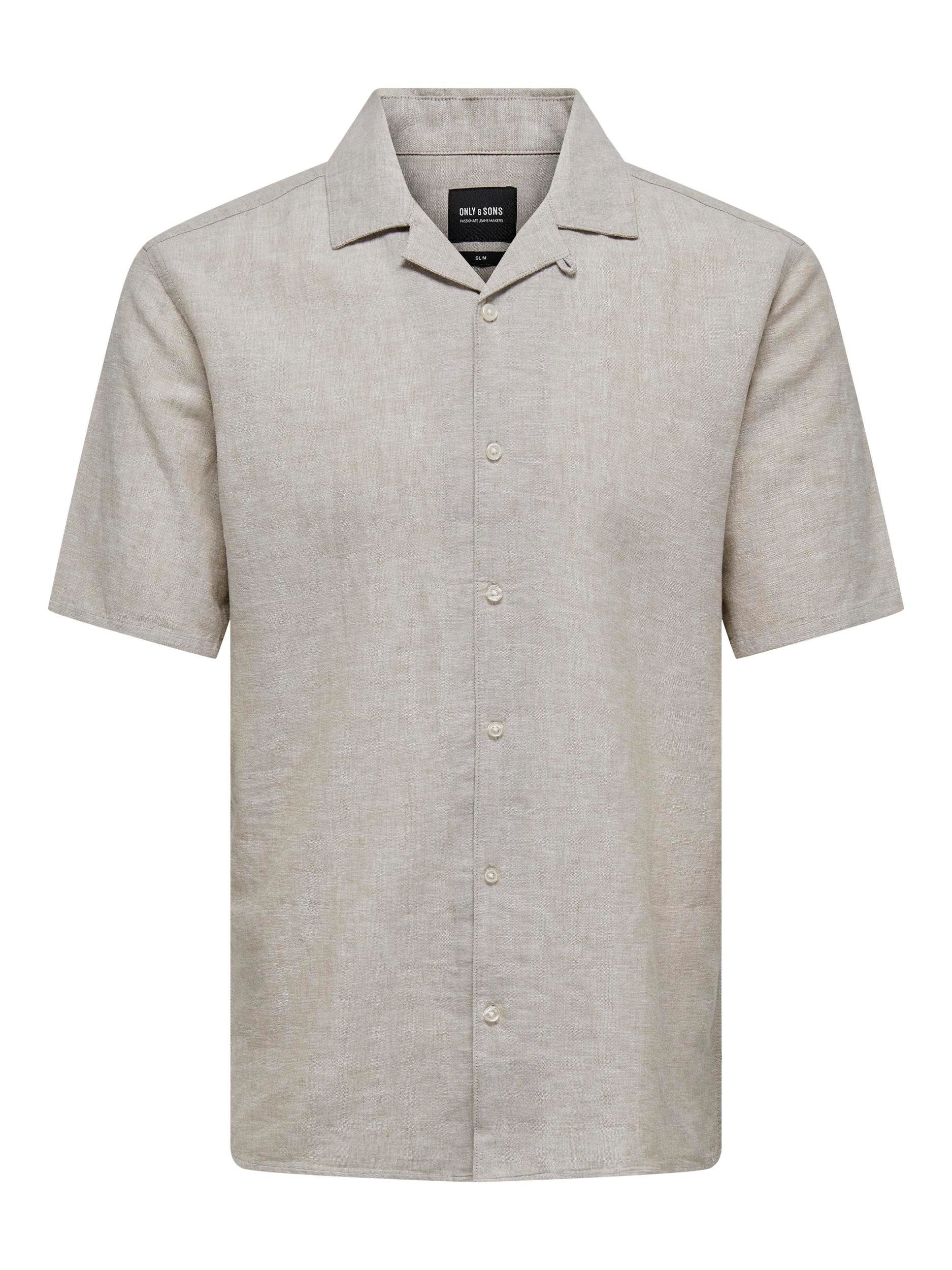 ONLY & SONS Overhemd met korte mouwen ONSCAIDEN SS SOLID RESORT LINEN NOOS