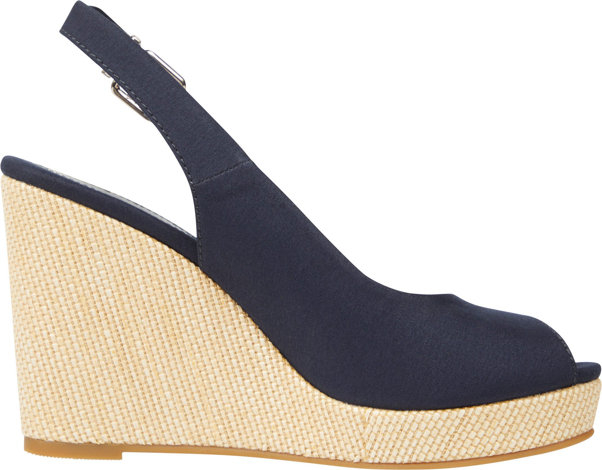 Tommy Hilfiger Sleehaksandaaltjes ICONIC ELENA SLING BACK WEDGE zomerschoen, sandaal, sleehak, met verstelbare gesp