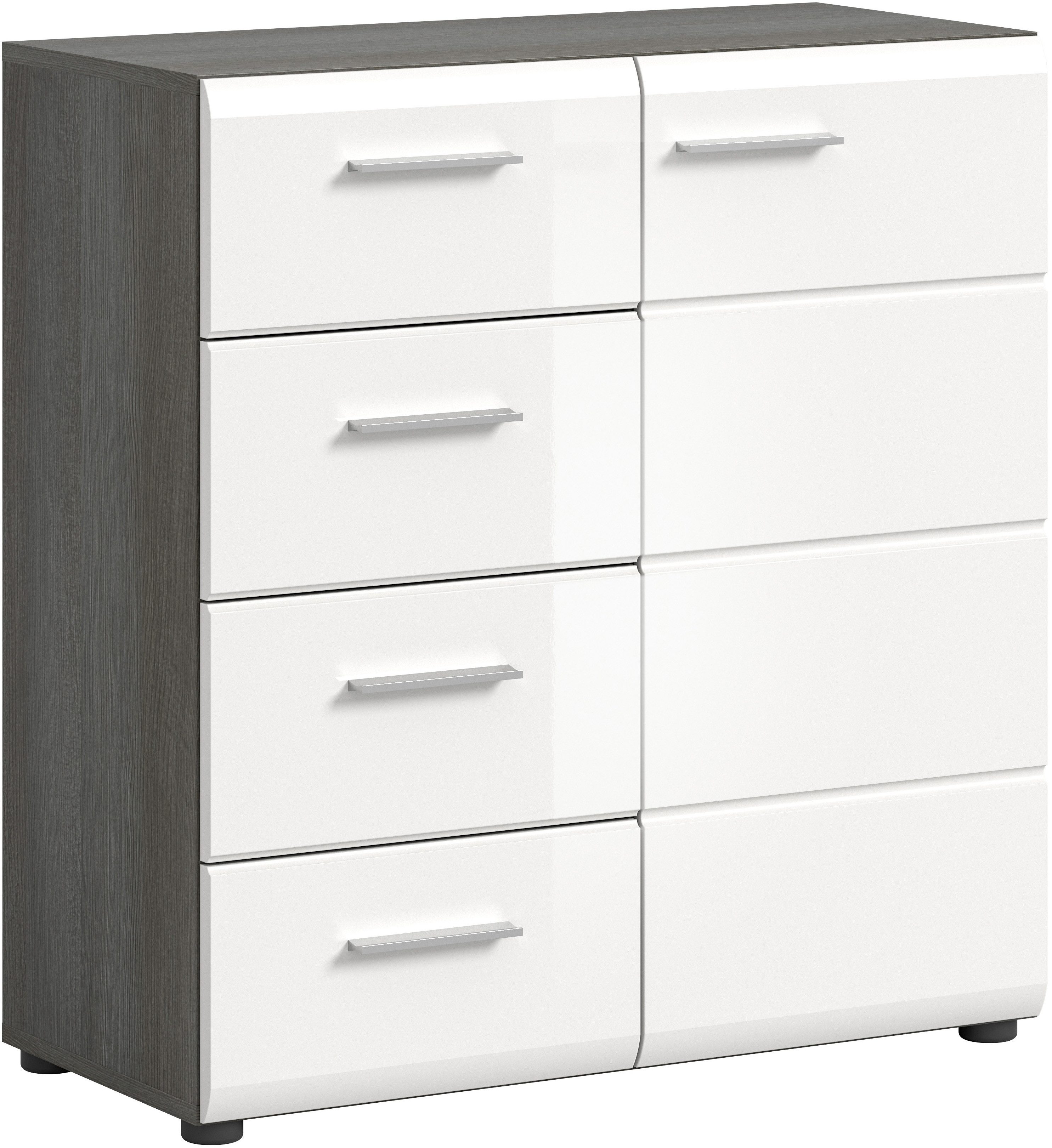 INOSIGN Kast Rumba, Breedte 75cm, in Rookzilverkleur nabootsing/Wit Hoogglans