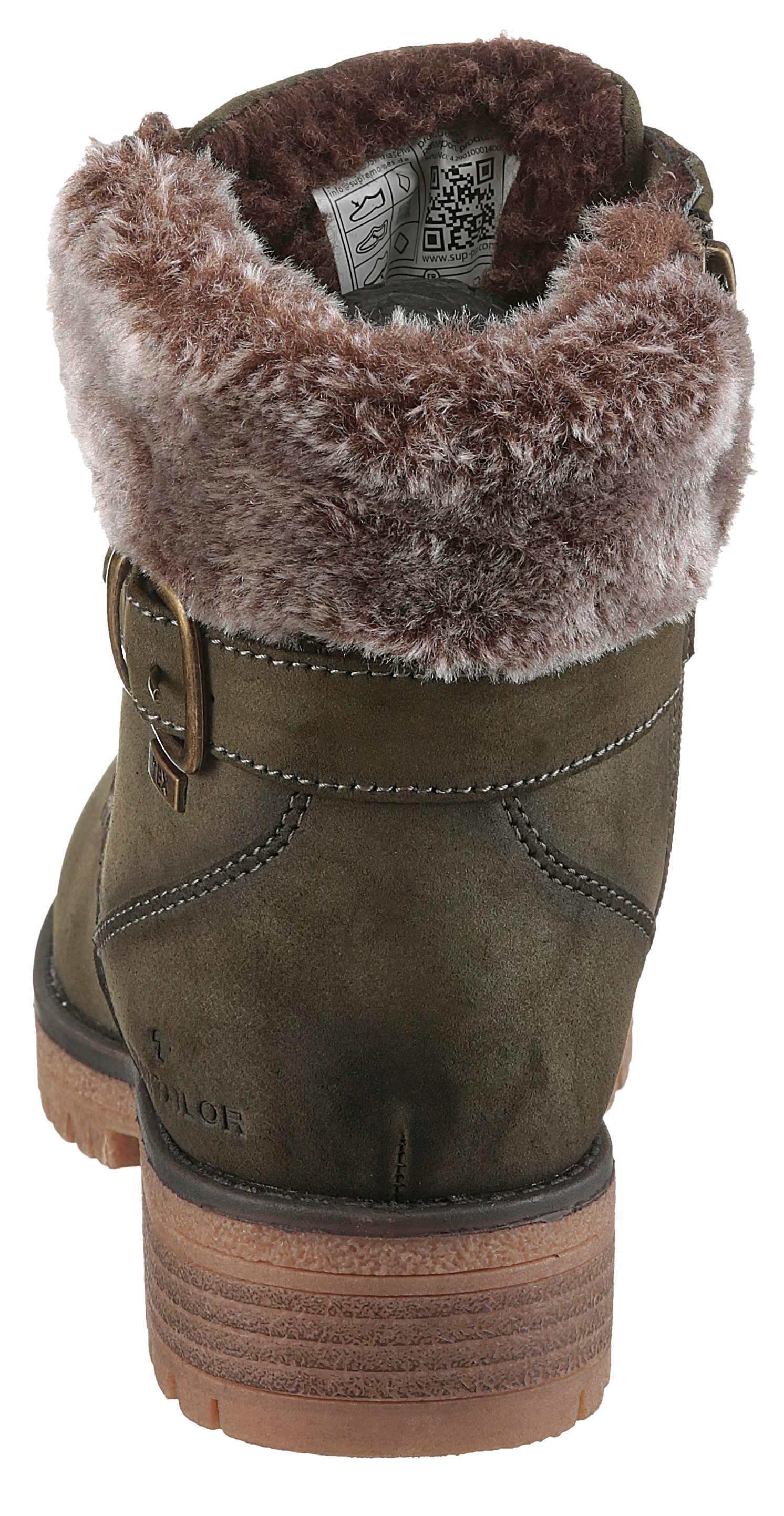 Tom Tailor Winterlaarzen blokhak, veterschoenen, winterlaarsjes, modieuze decoratieve gesp