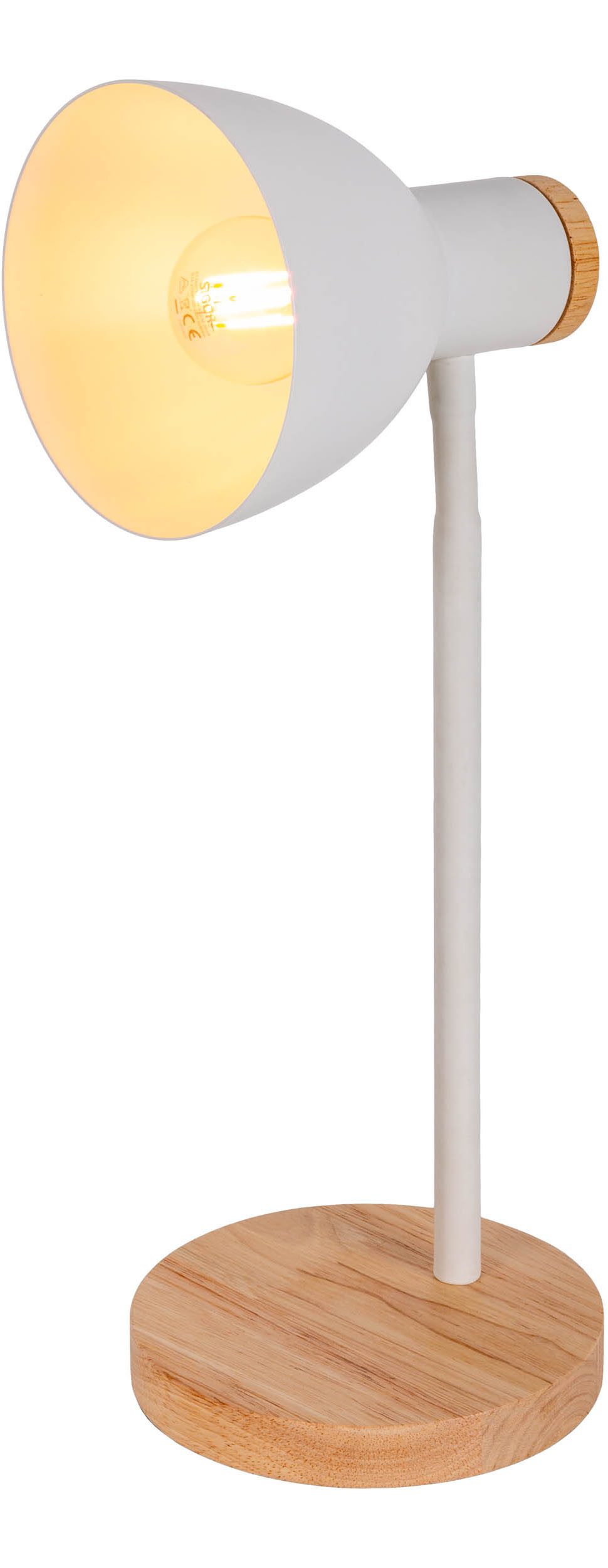 näve Bureaulamp Marie Voet en kap deels van hout, kap flexibel beweegbaar, E14 (1 stuk)