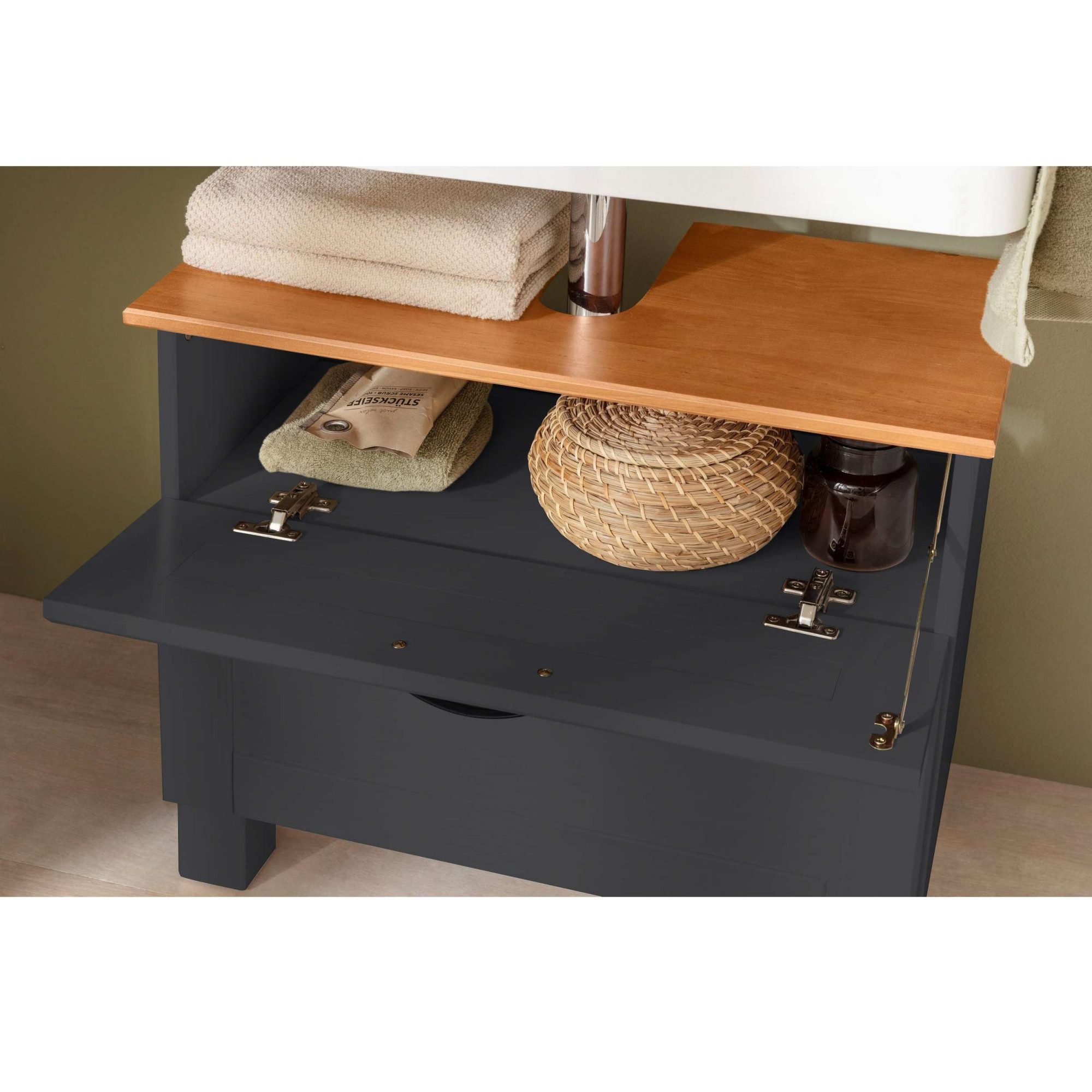 Home affaire Wastafelonderkast Rodby Massief, FSC®-gecertificeerd hout, grepen metaal, breedte 60 cm, hoogte 55 cm