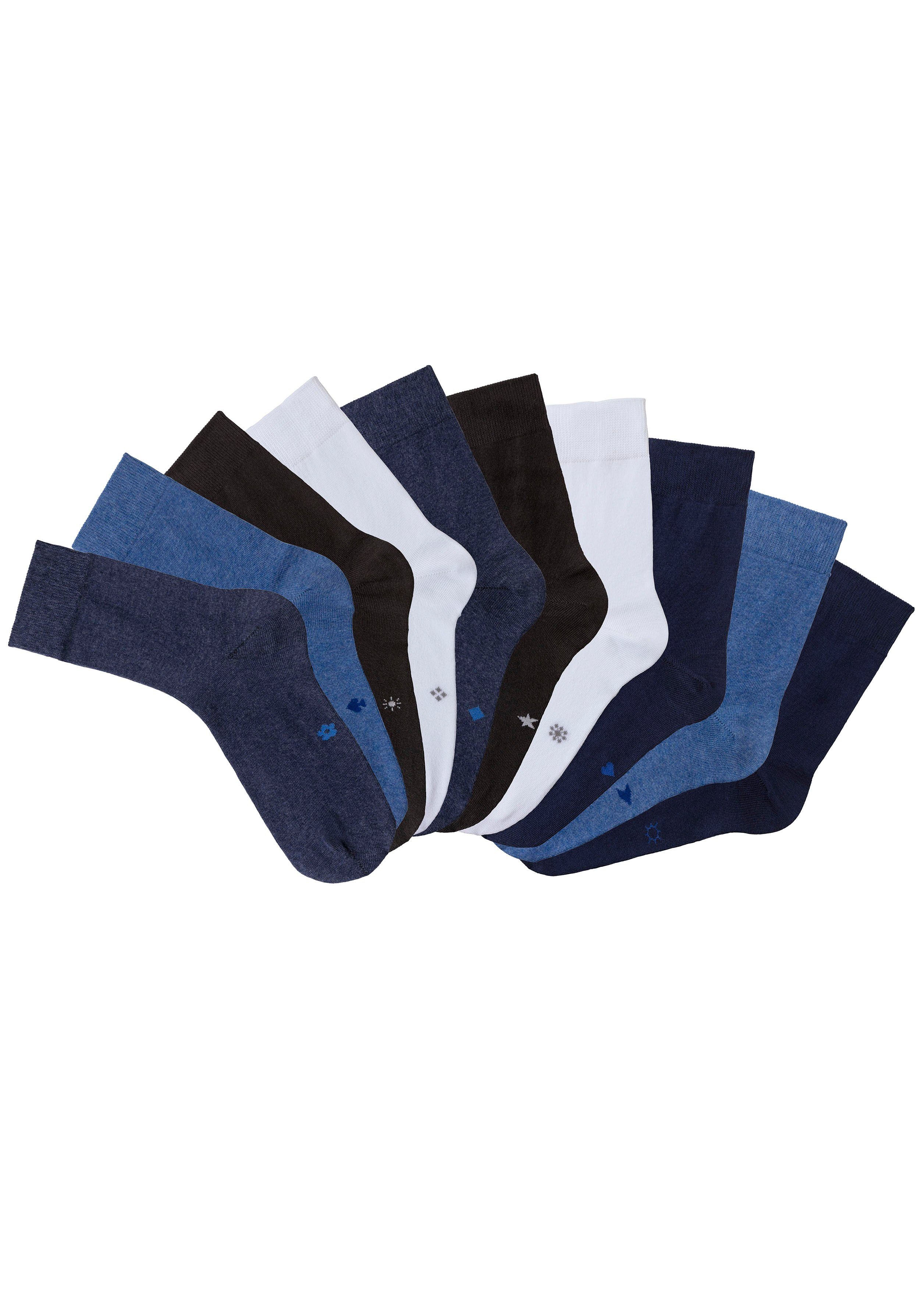 H.I.S Basic sokken met ingebreide symbolen (set, 10 paar)