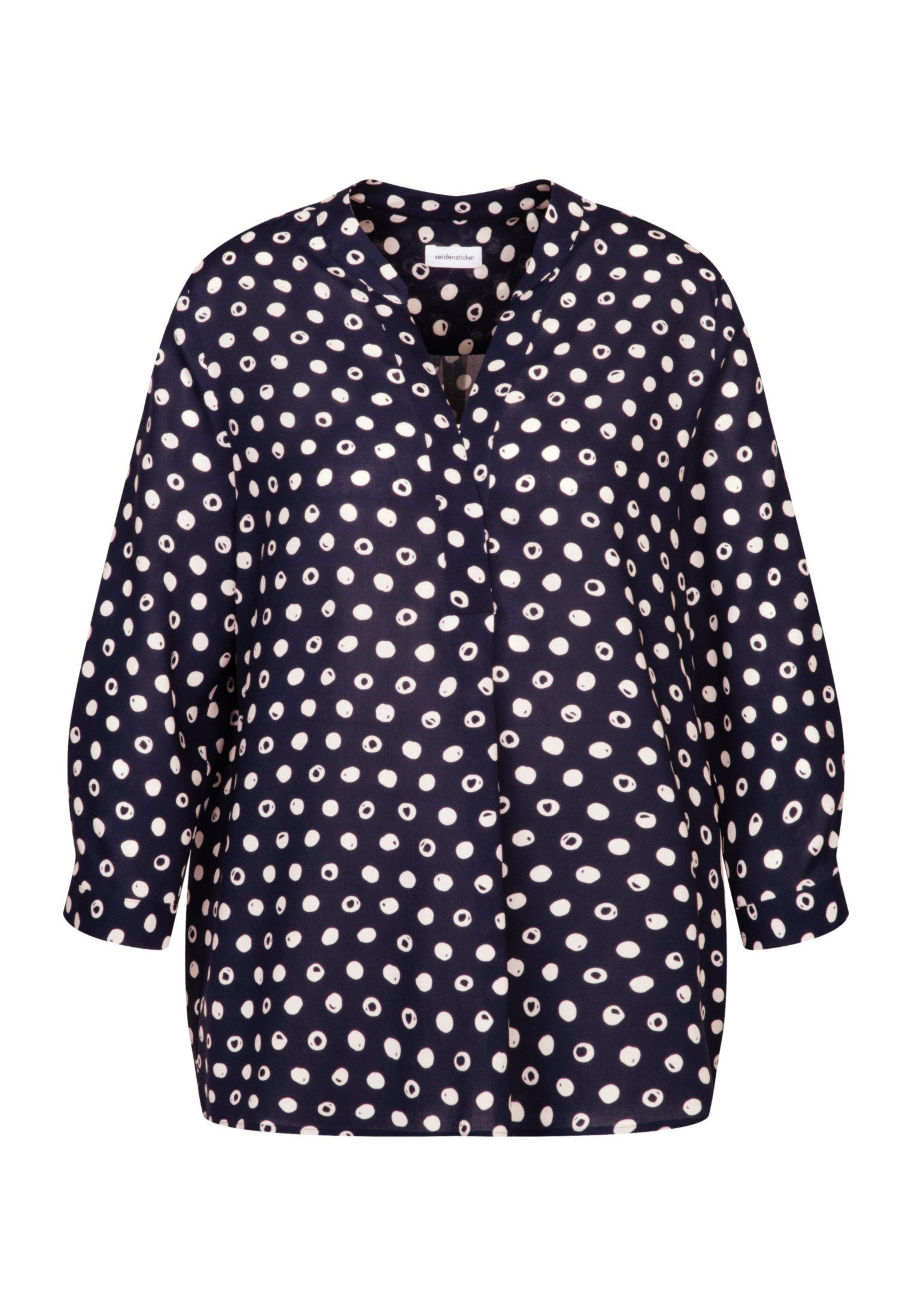 seidensticker Klassieke blouse Zwarte roos 3/4-mouwen kraag stippen