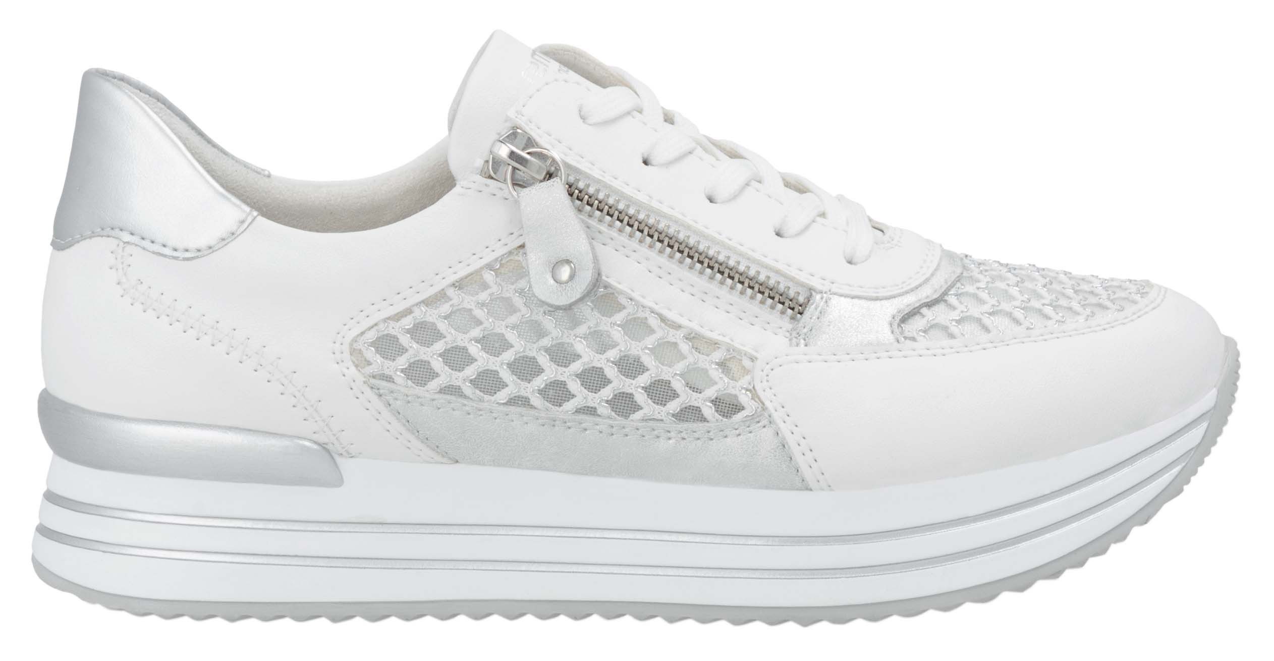 Remonte Plateausneakers , vrijetijdsschoen, lage schoen, veterschoen, vegan, contrastafwerking