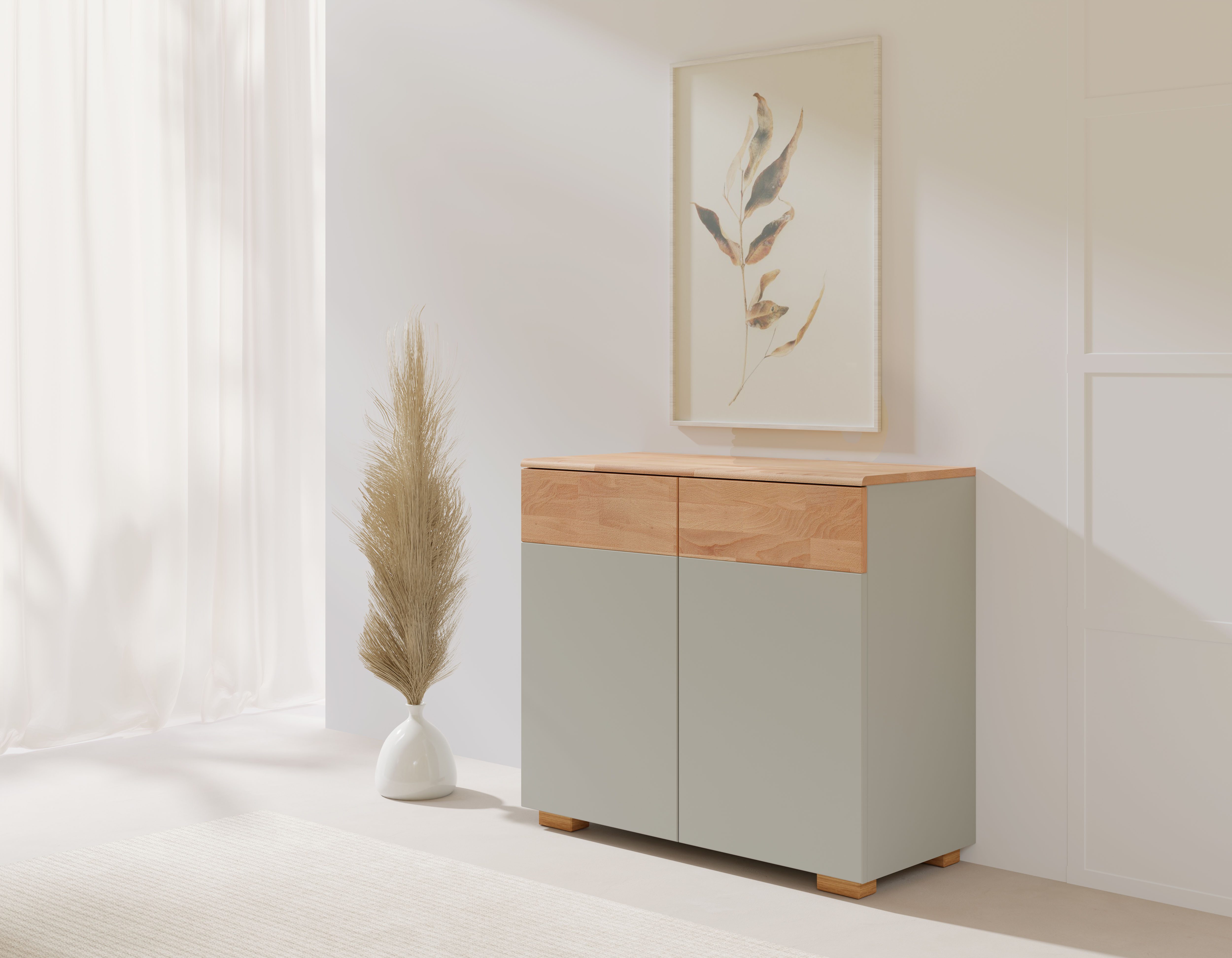 Home affaire Kast Citra deels massief Breedte 90cm, moderne greeploze uitstraling met push-to-open functie