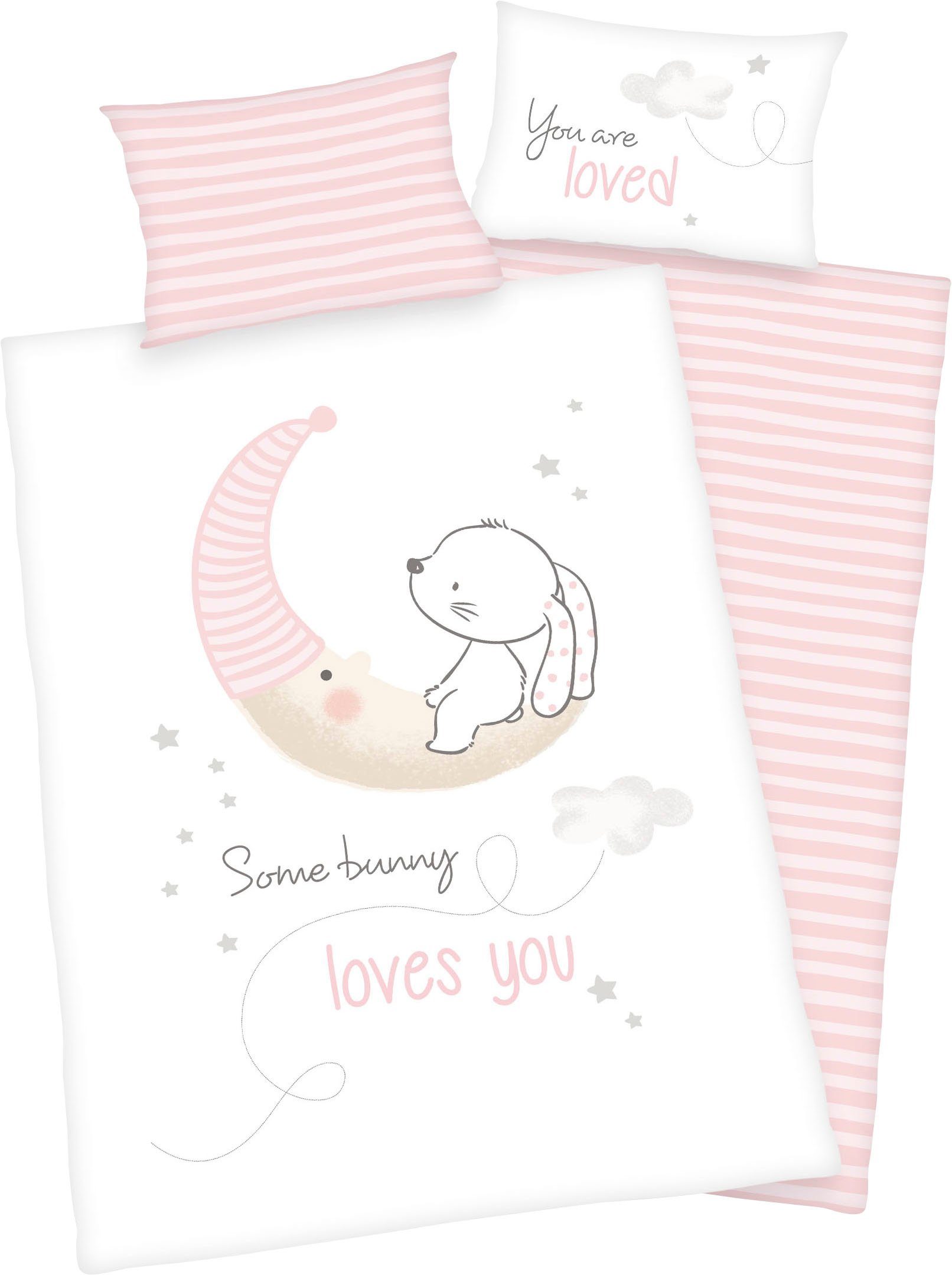 Baby Best Baby-overtrekset Little Bunny met haasjes motief en liefderijk opschrift