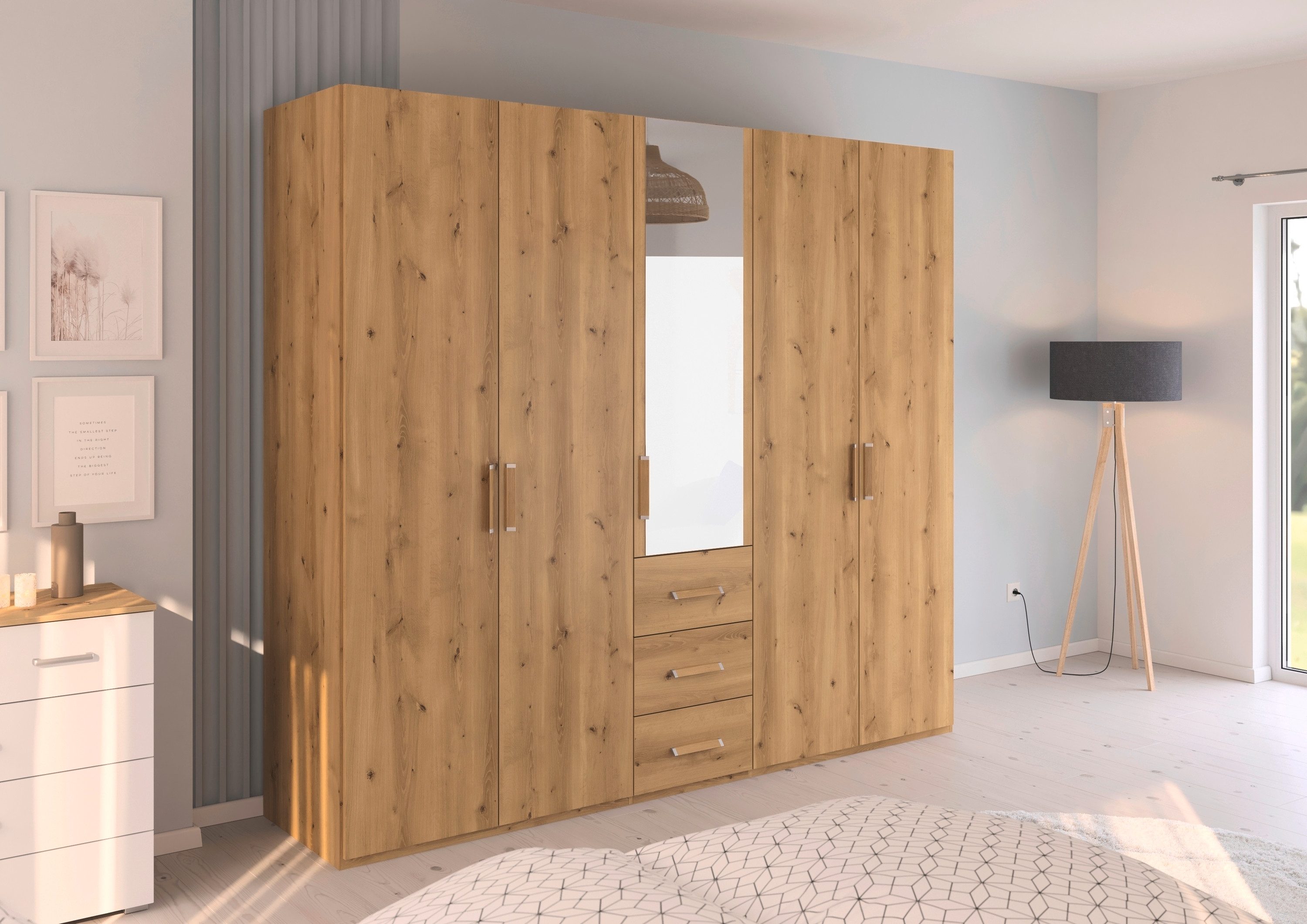 rauch Draaideurkast Kledingkast Kast Garderobe Slaapkamerkast EVELYN in elegante stijl met lades 3 breedtes en 2 hoogtes made in germany