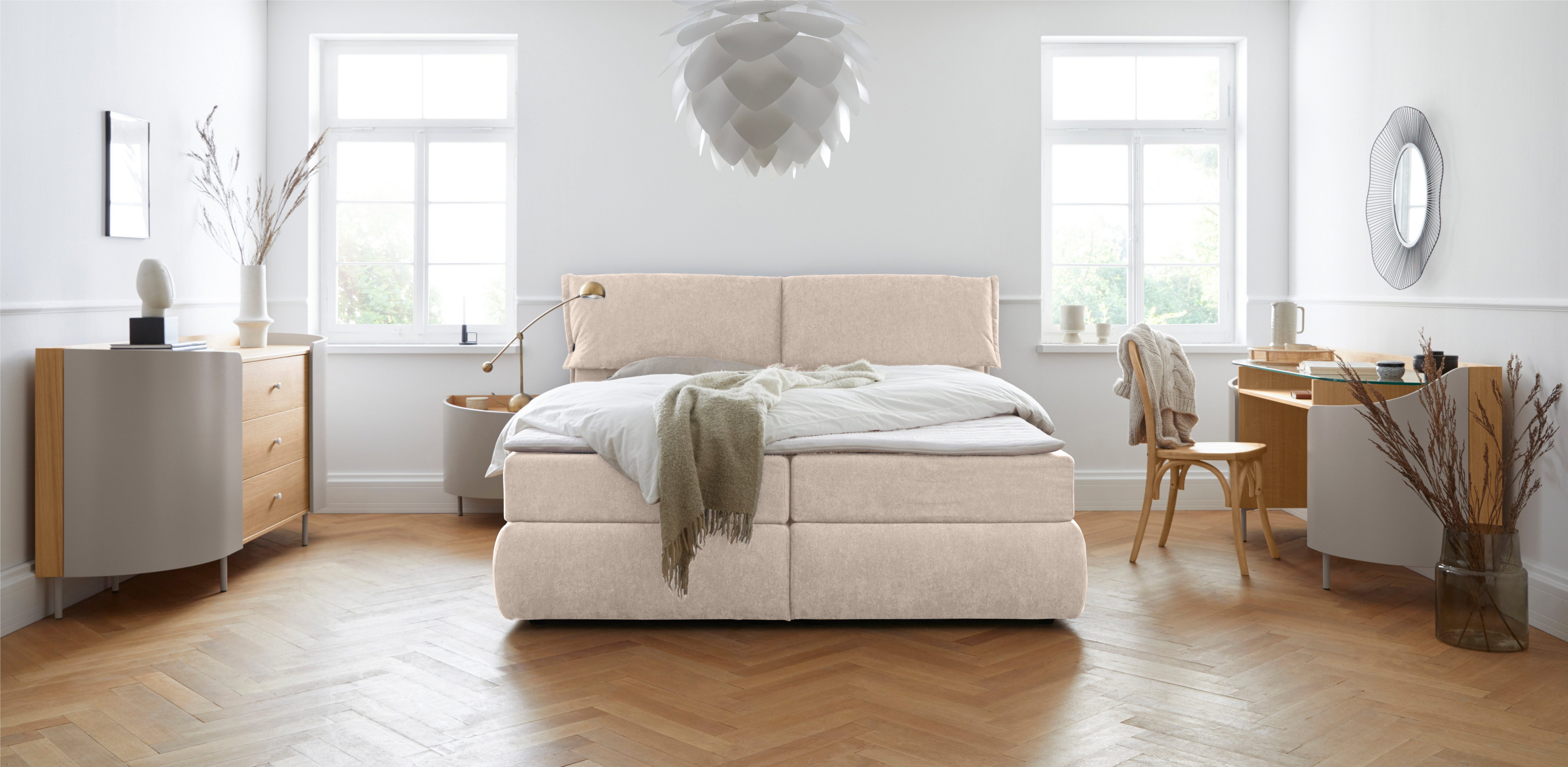 andas Boxspring Jenson in 4 kleuren, 4 breedten, 3 matrassoorten in 2 hardheden, topmatras
