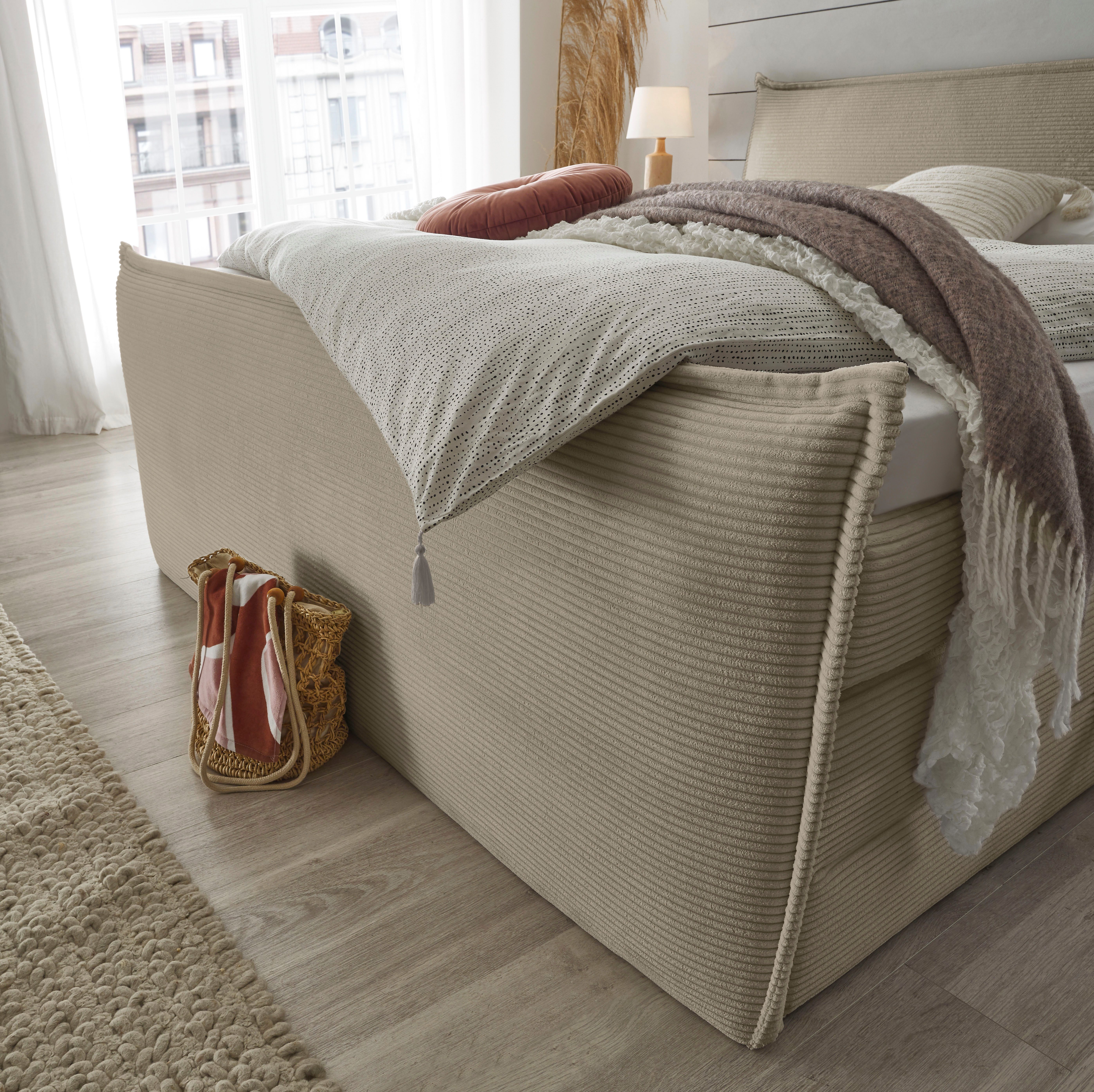 set one by Musterring Boxspring Florida in moderne cord bekleding, met bedlade, in 3 maten verkrijgbaar