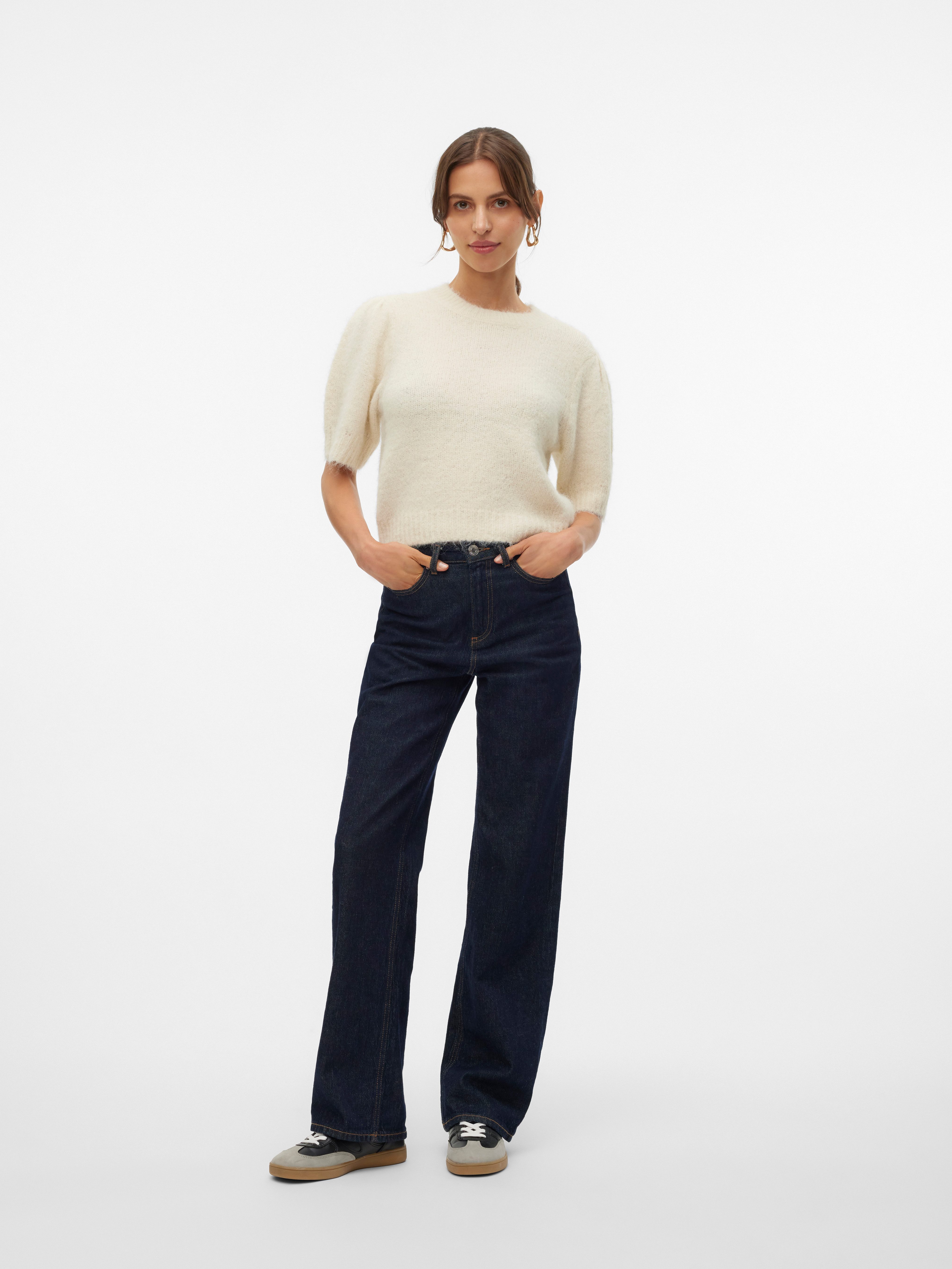 Vero Moda Gebreide trui VMNOVAH SS O-NECK PUFF PULLOVER GA NOOS