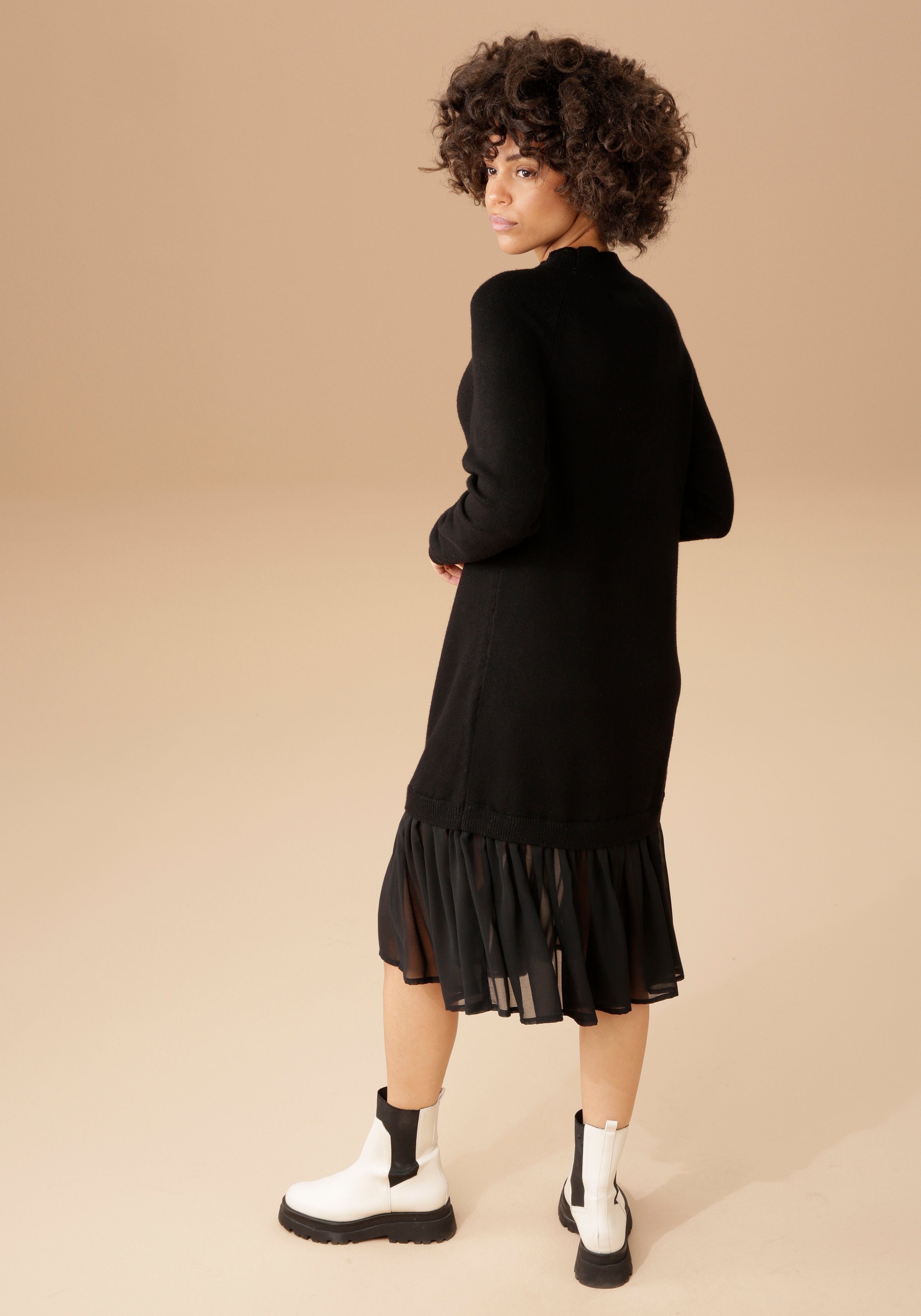 Aniston CASUAL Gebreide jurk met chiffon-volant