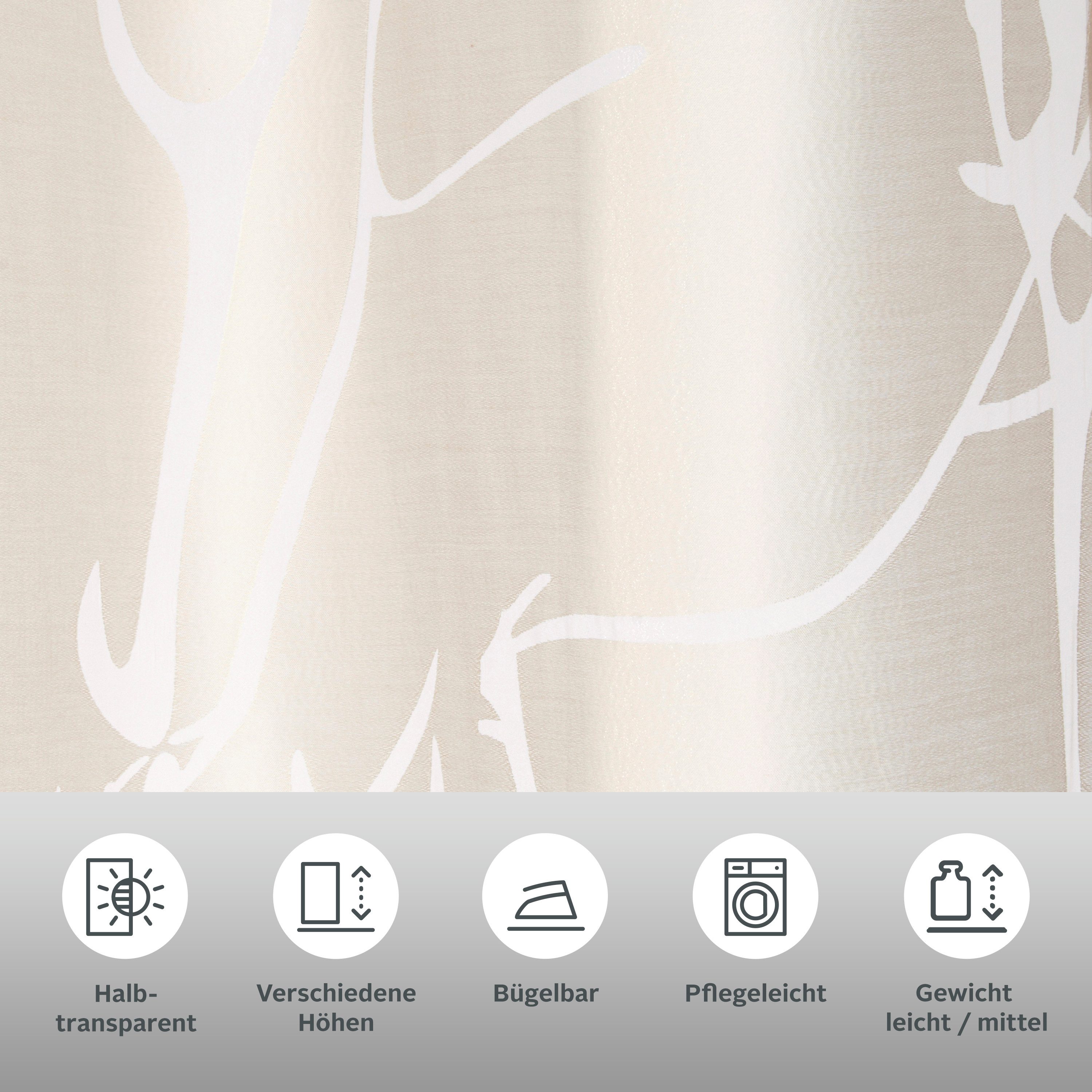 my home Gordijn ANNA Bestseller, takkenmotief, viscose, polyester (1 stuk)