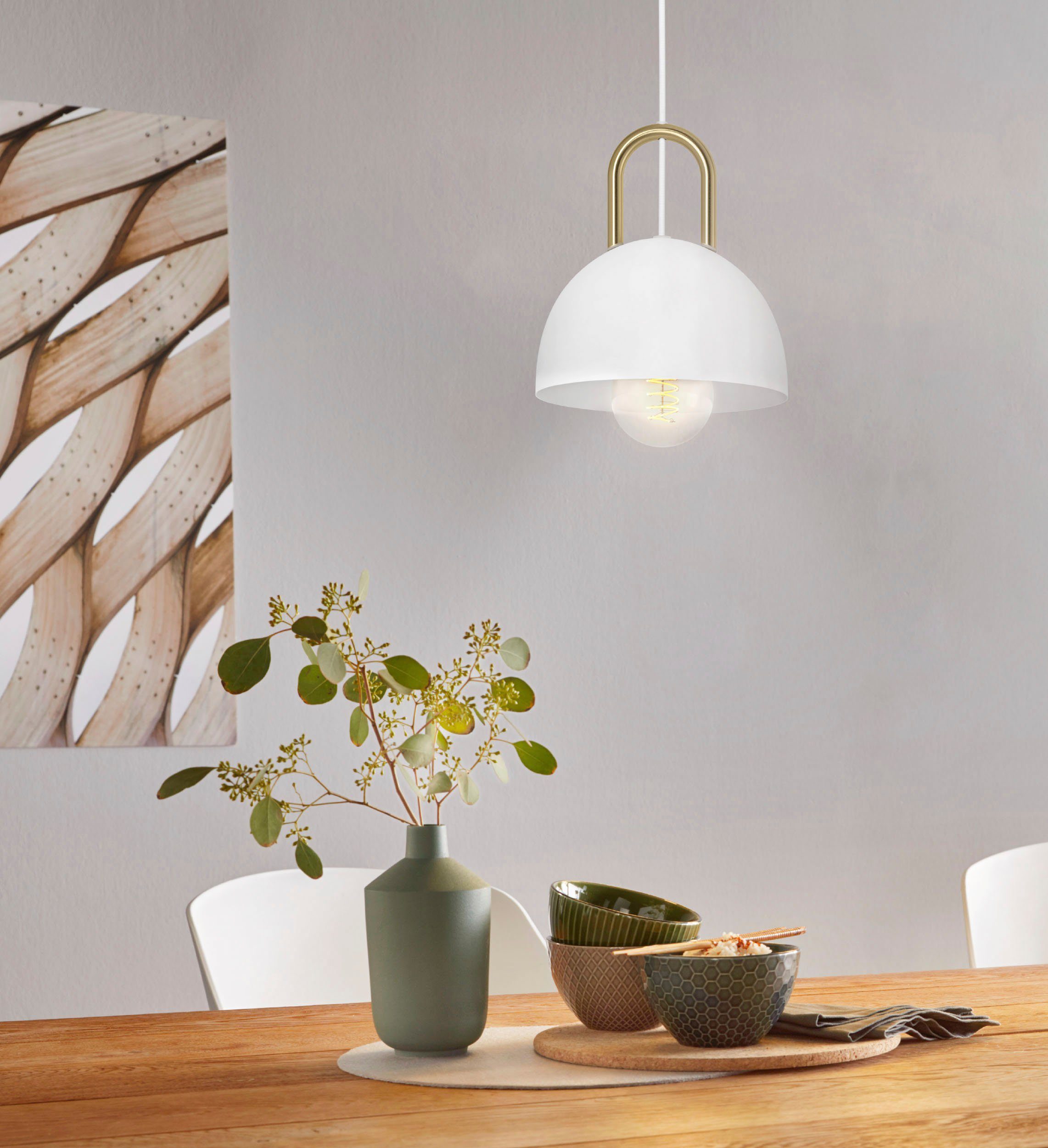 EGLO Hanglamp CALMANERA Hanglamp in wit en messing van staal - excl. E27 - 40W (1 stuk)