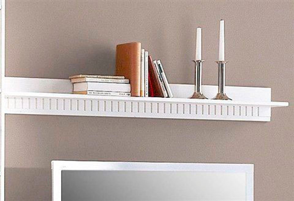 Home affaire Wandrek Cubrix van massief grenenhout, in twee verschillende breedten wandplanken maat 130 cm x 14 cm x 14 cm wit