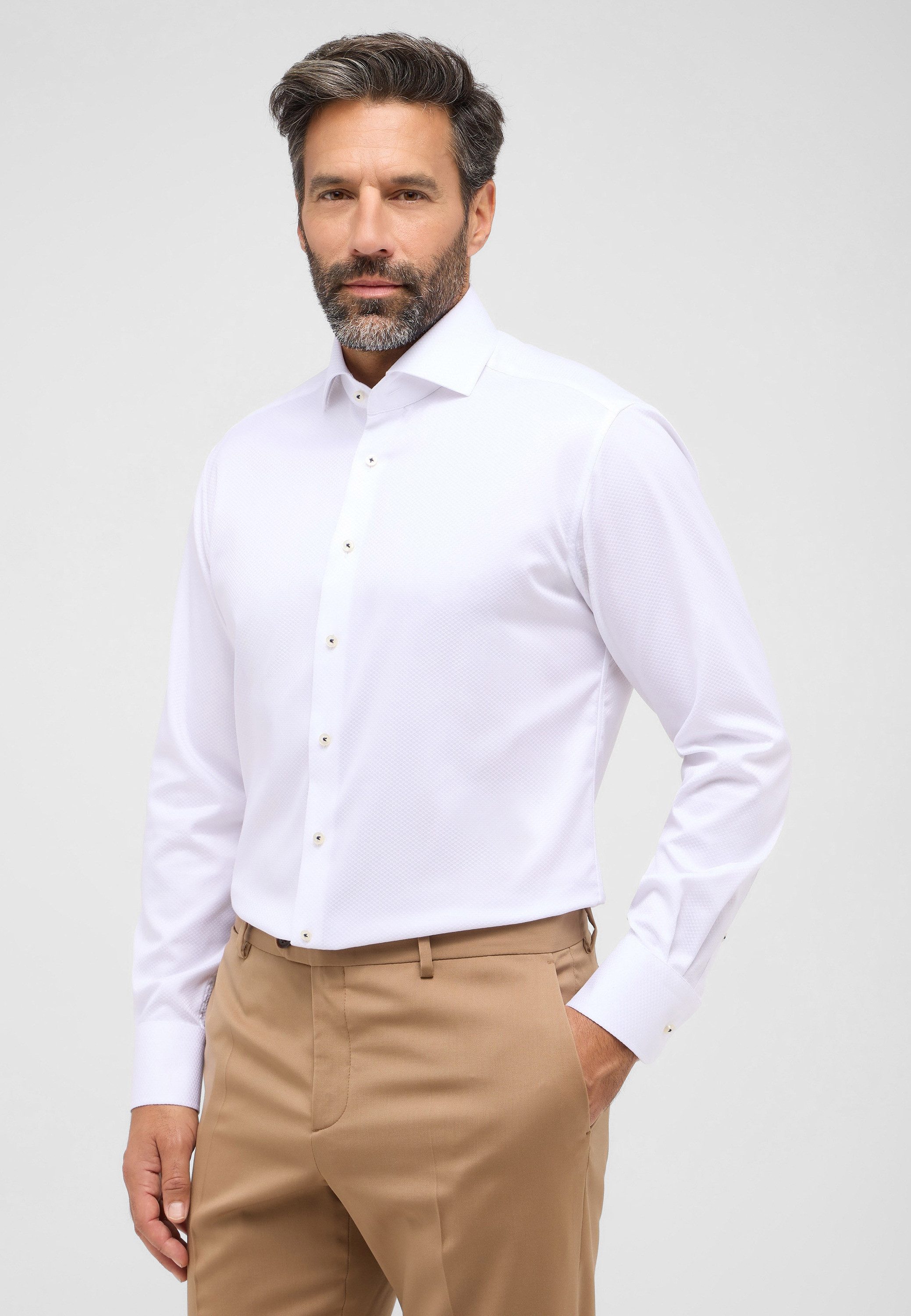 Eterna Overhemd met lange mouwen MODERN FIT NON IRON (strijkvrij) heren overhemden maat 46 wit