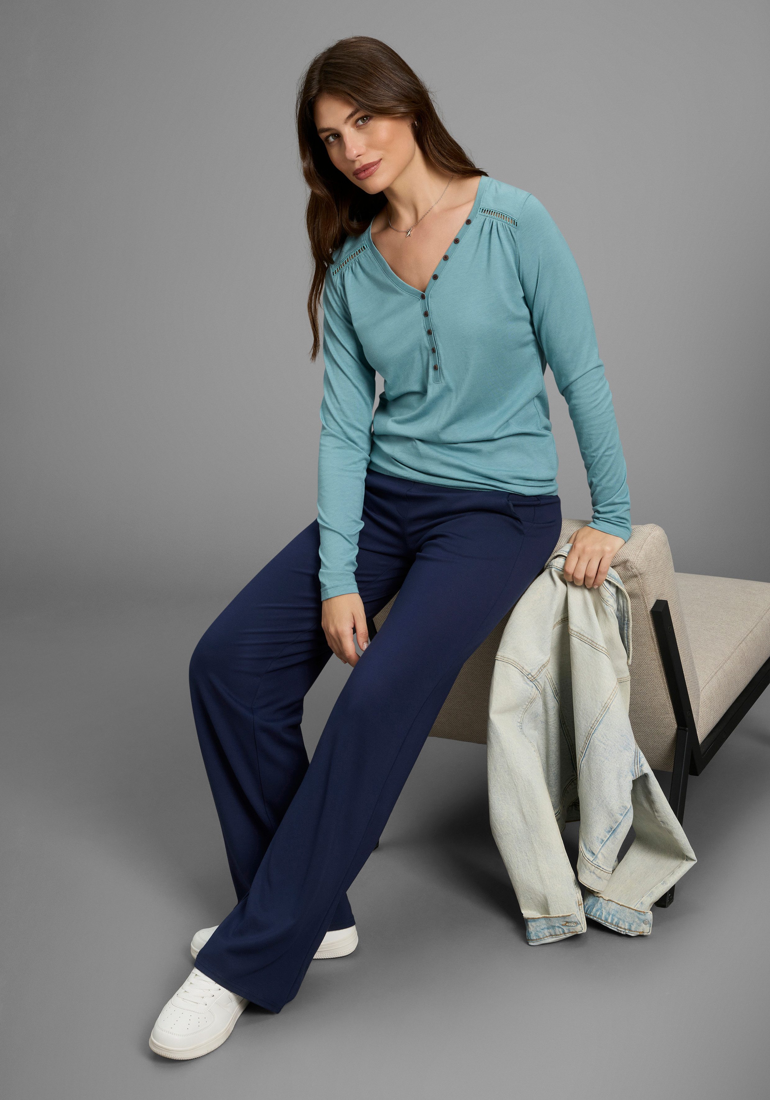 KangaROOS Shirt met lange mouwen met knoopsluiting en schattige details