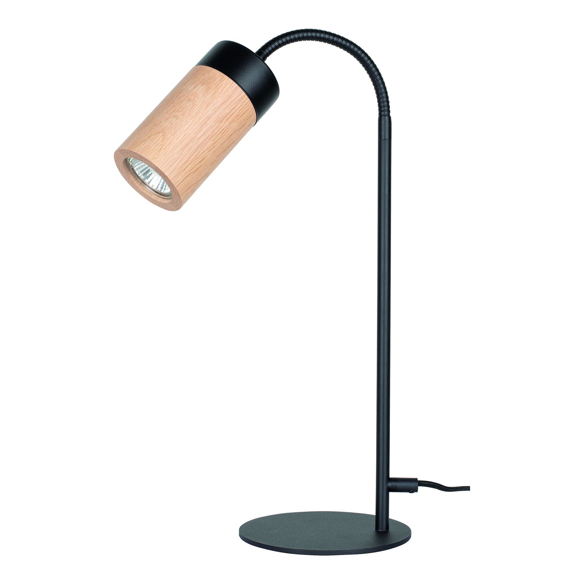 BRITOP LIGHTING Tafellamp ANNICK Flexibele arm, ledverlichting inclusief, chic eikenhout en metaal tafellampen zwart