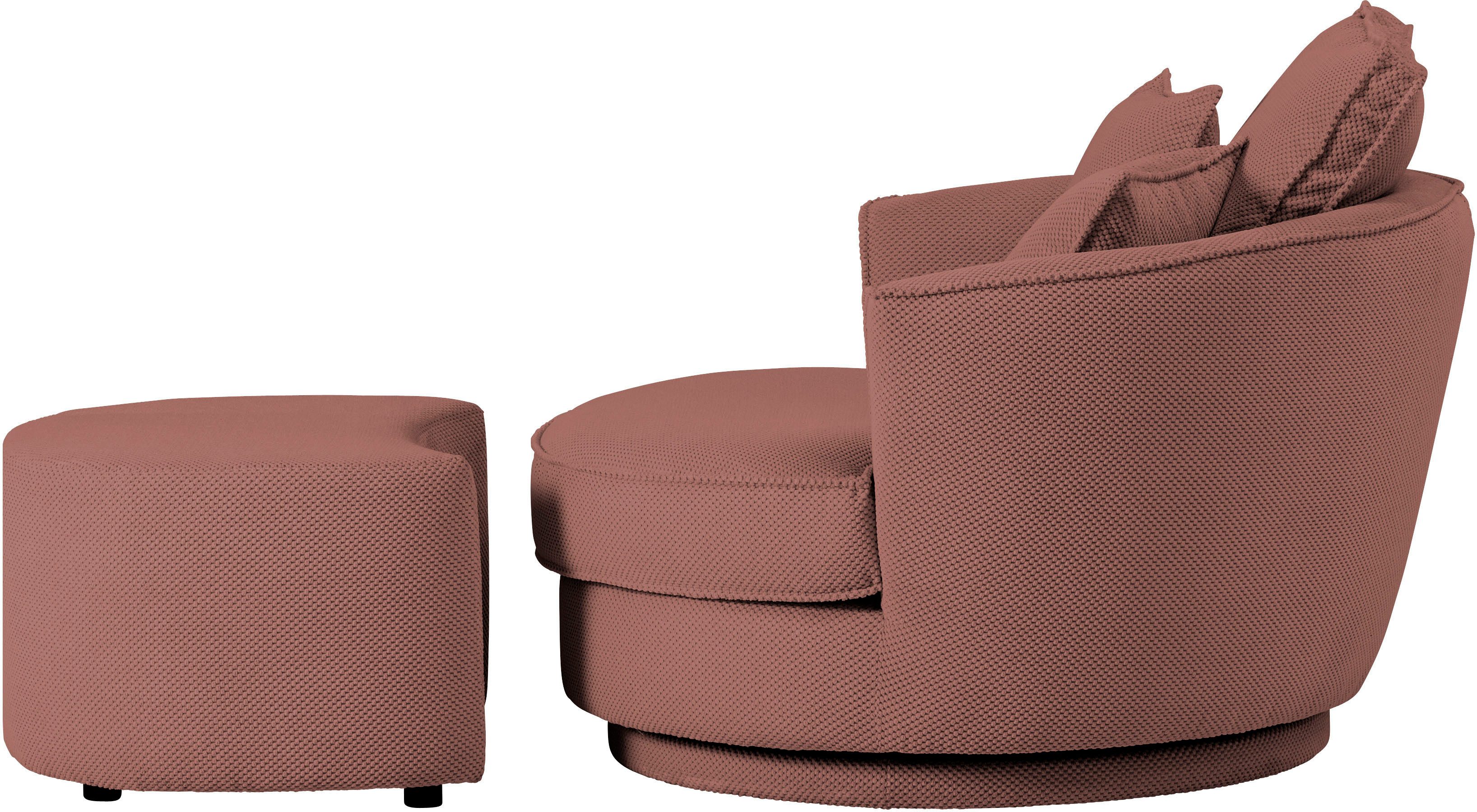Leonique Draaibare fauteuil MAISIE, Love Seat XXL leesfauteuil, grote fauteuil met poef(2 stuks)