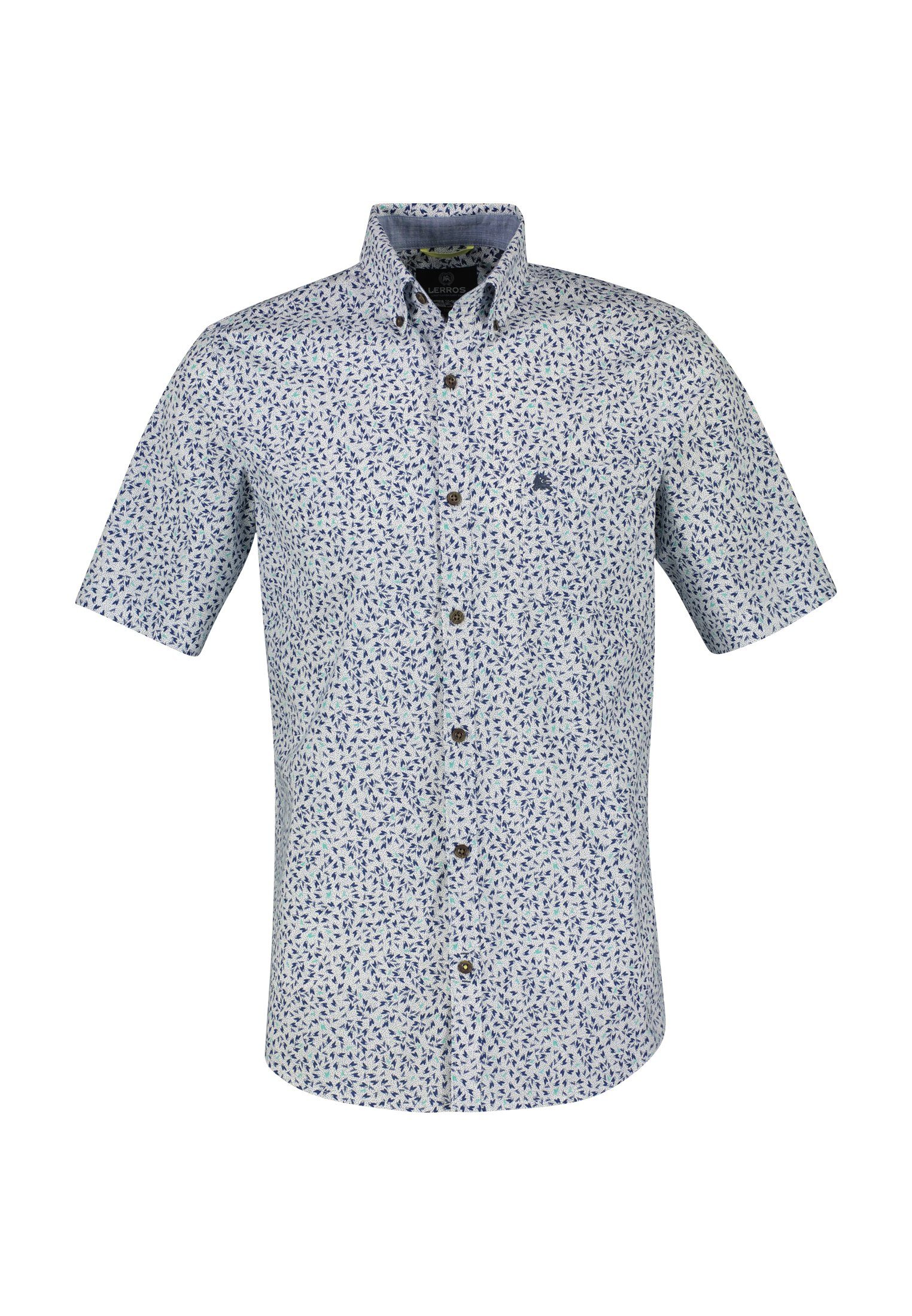 Lerros Overhemd met korte mouwen LERROS korte mouw overhemd met AOP heren overhemden maat 4XL wit