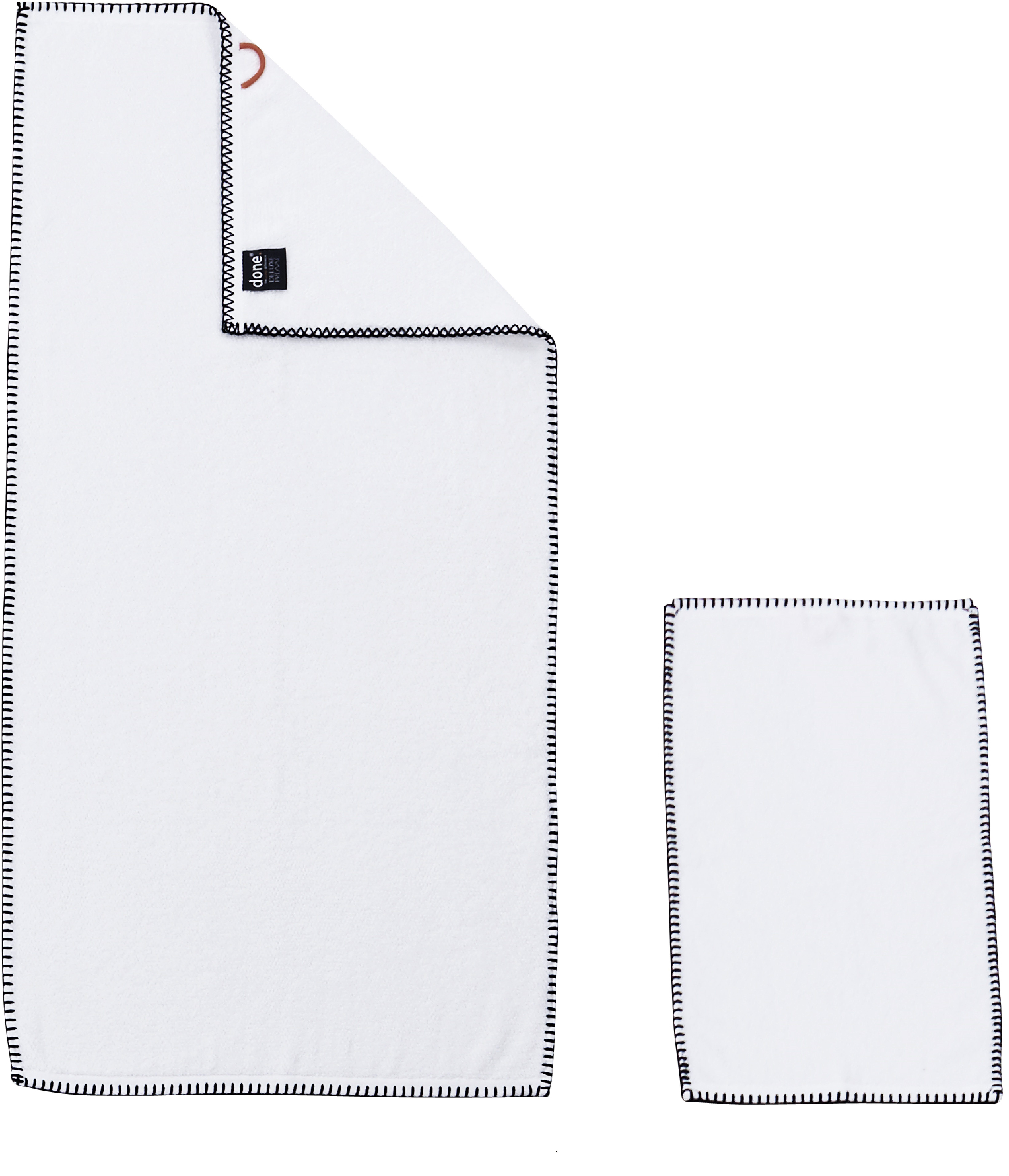 done.® Handdoekenset Deluxe Prime met afwerknaad in zwart (set, 4 stuks)