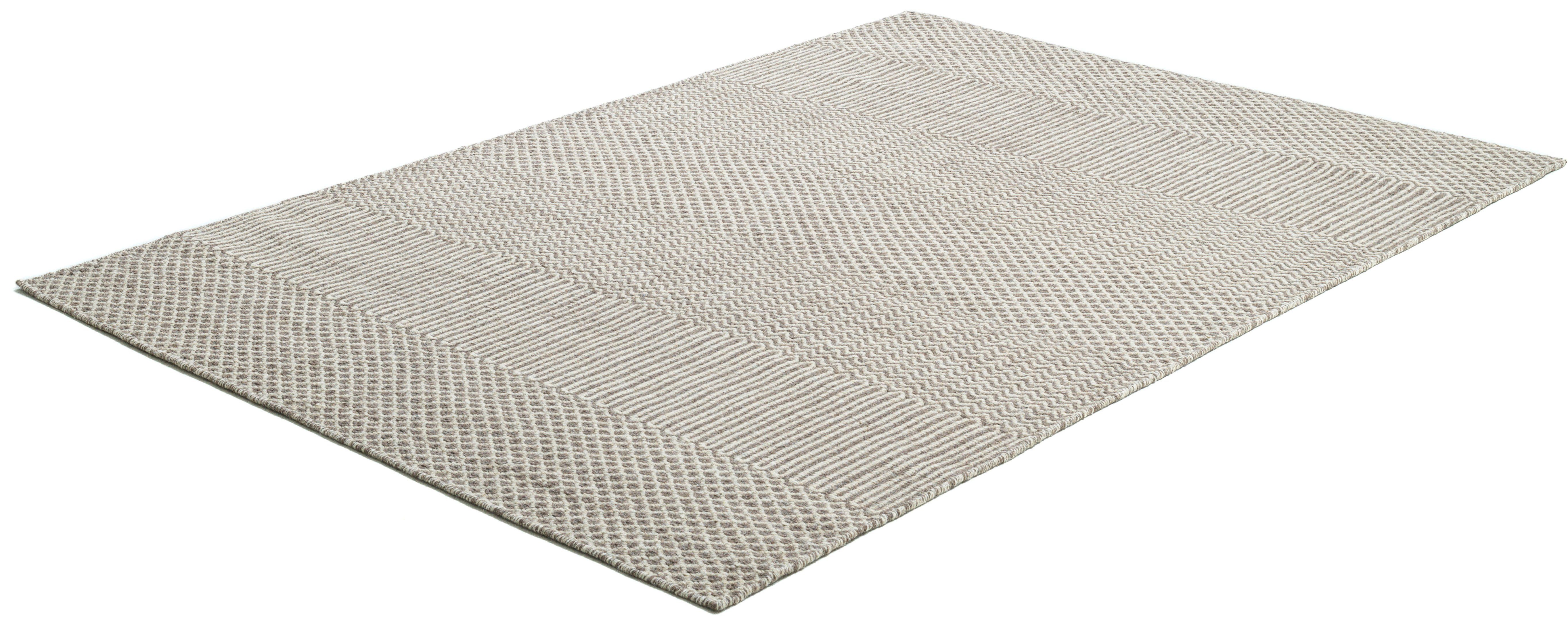THEKO Wollen kleed Trondheim PO-501 Handgeweven vloerkleed, platweefsel, zuivere wol, met de hand geweven