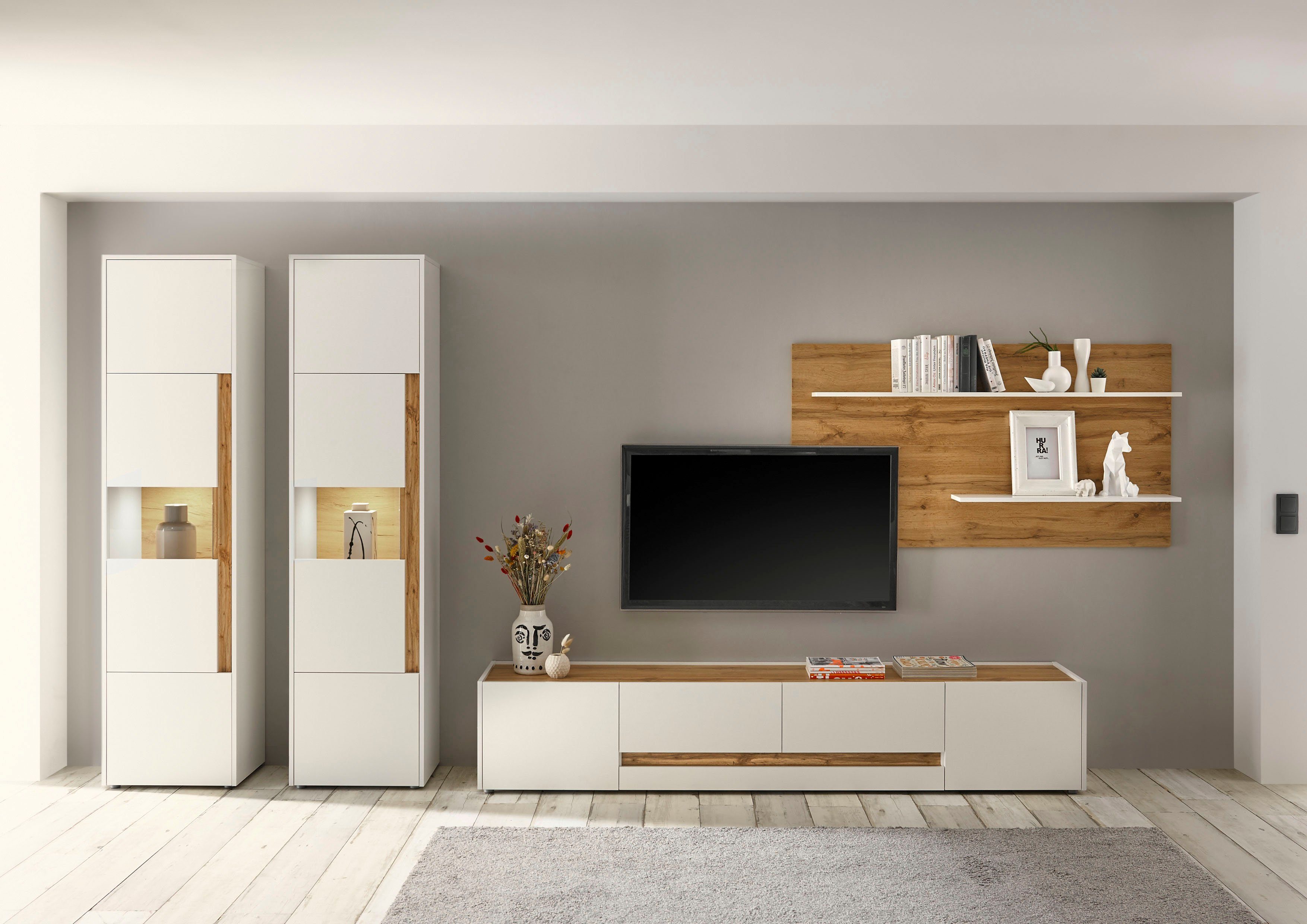 INOSIGN Wandmeubel City/Giron Breedte ca. 400 cm (set, 4-delig) tv-wandmeubels wit